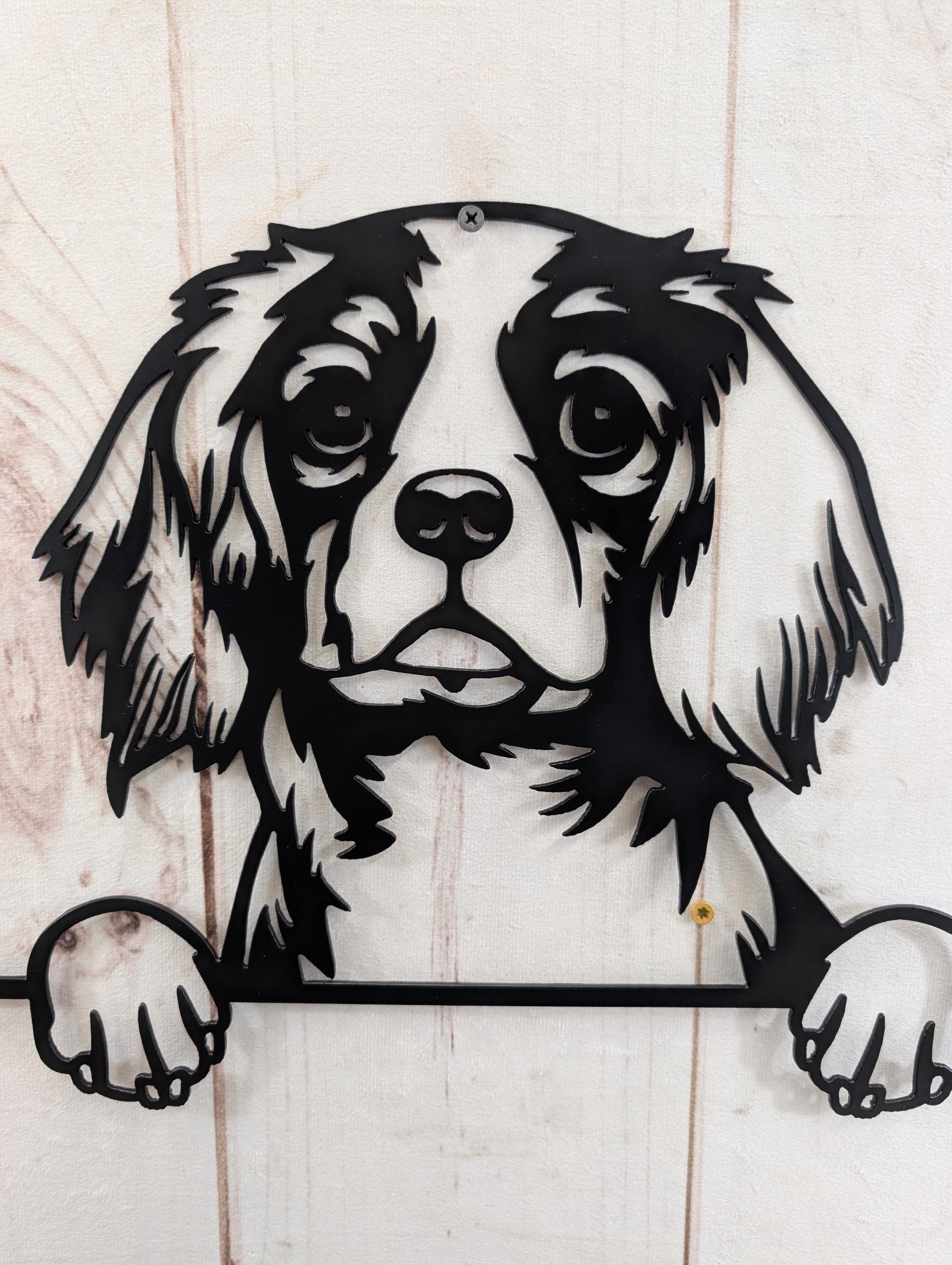 Cavalier King Charles Dog Metal Art Metal Dog Sign — detail view