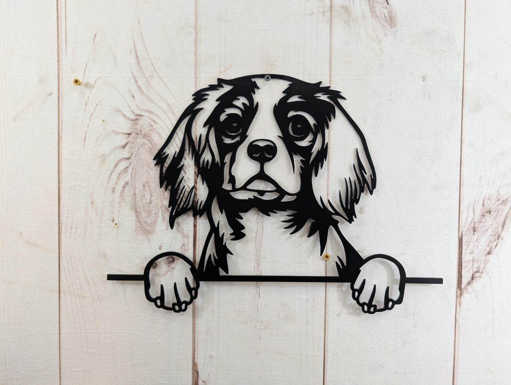 Cavalier King Charles Dog Metal Art Metal Dog Sign — alternate angle