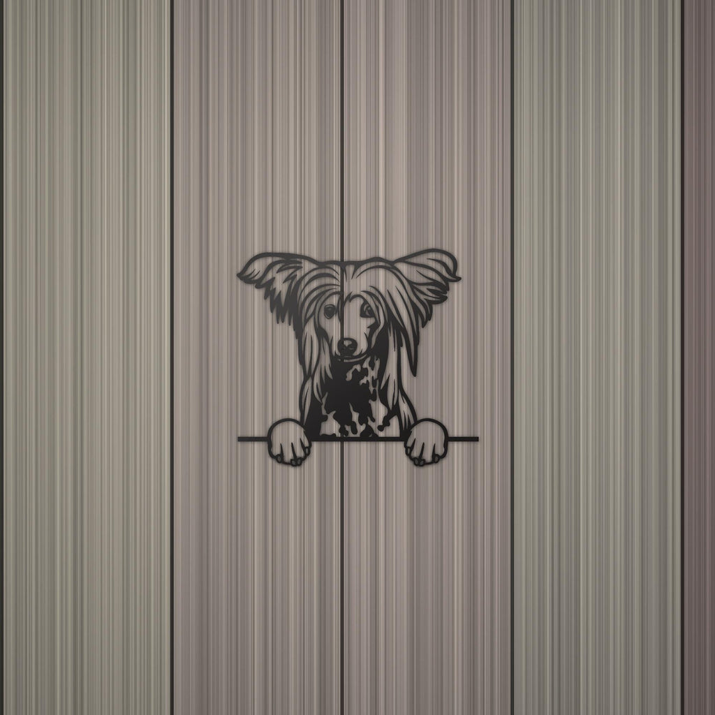 Chinese Crested Dog Lover Gift Metal Dog Sign — detail view