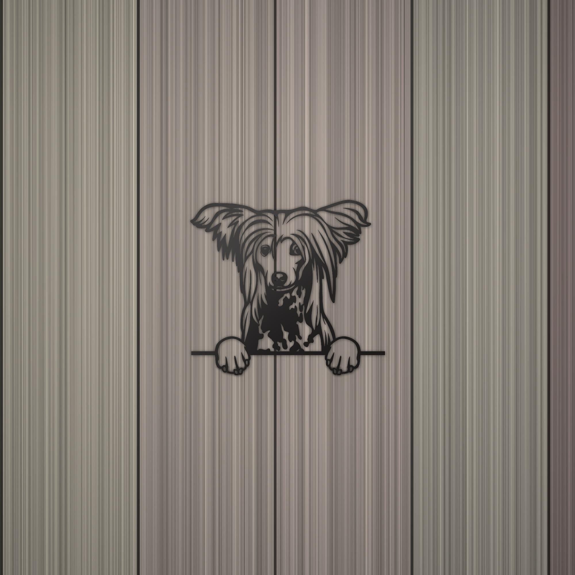 Chinese Crested Dog Lover Gift Metal Dog Sign — detail view