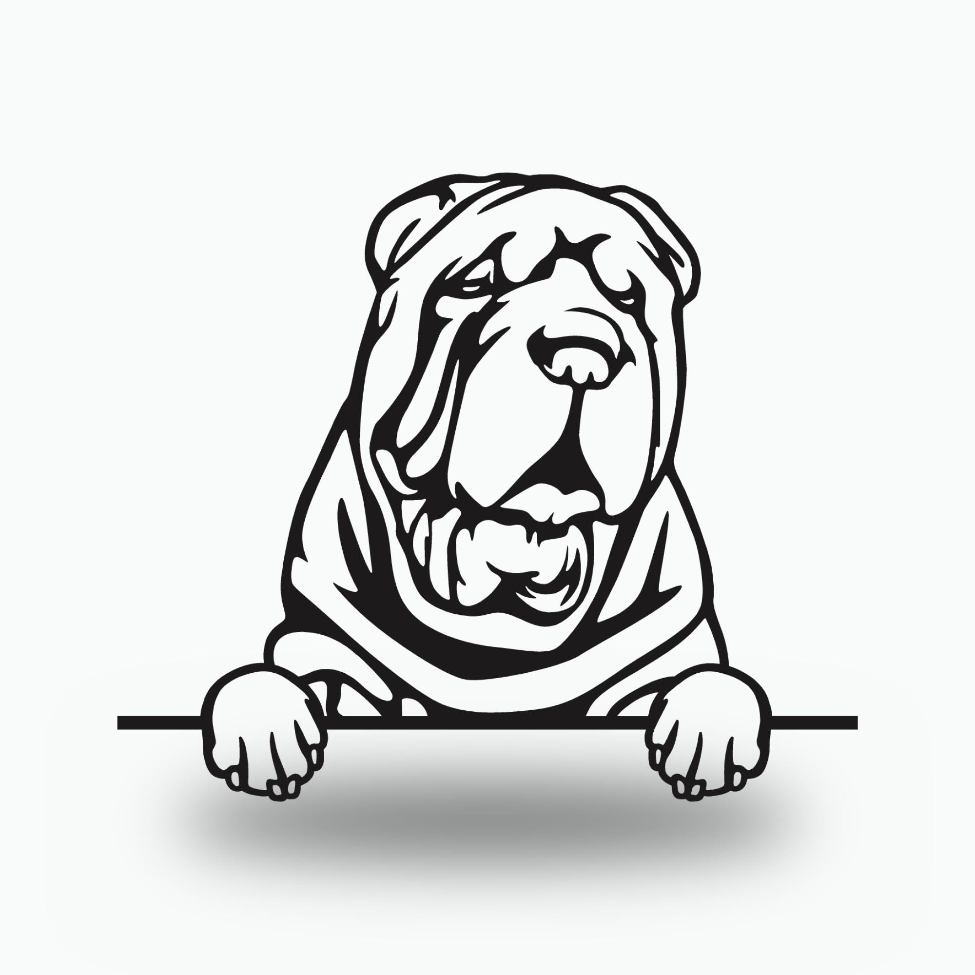 Chinese Shar-Pei Dog Lover Gift Metal Dog Sign — front view on white background