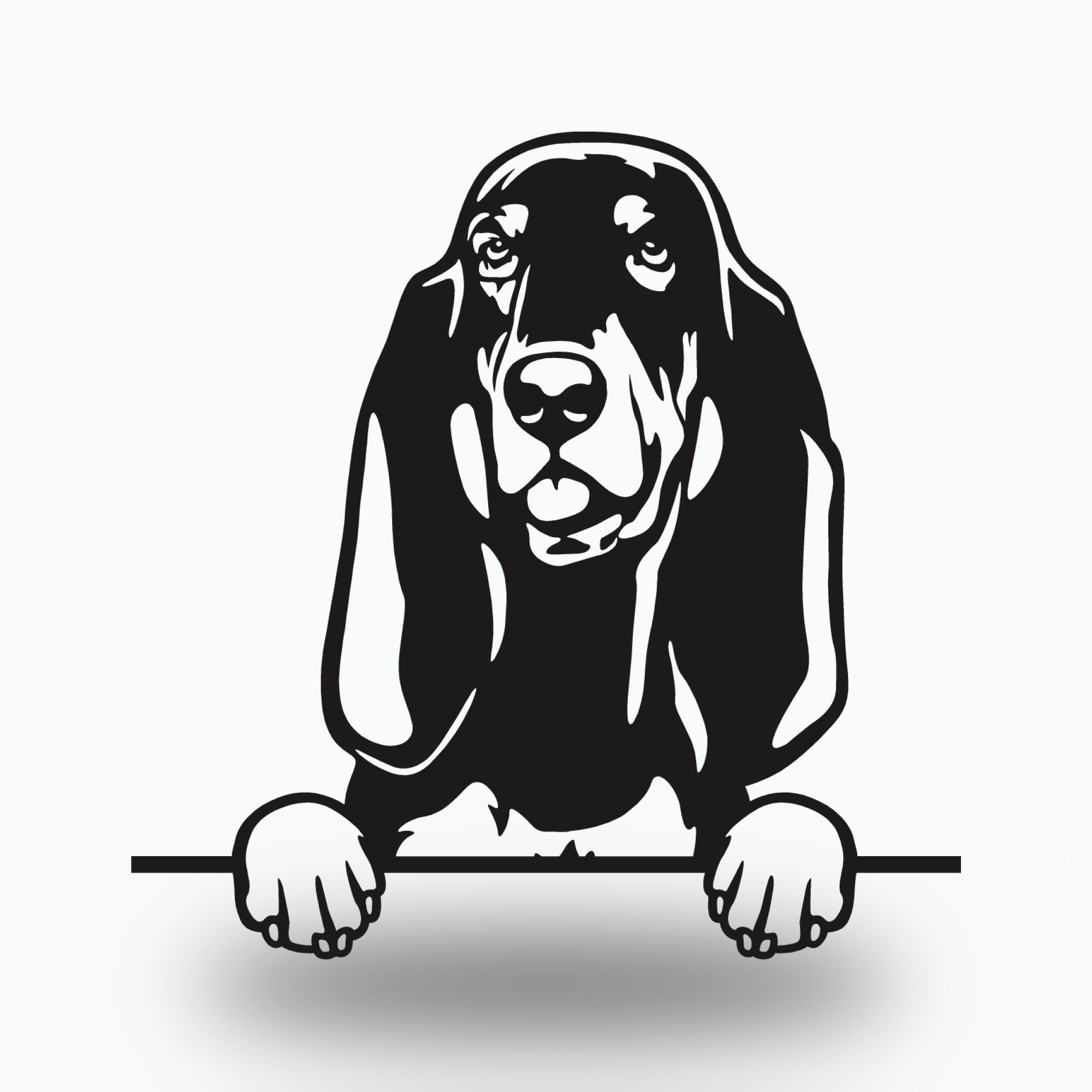 Coonhound Dog Lover Gift Metal Dog Sign — front view on white background