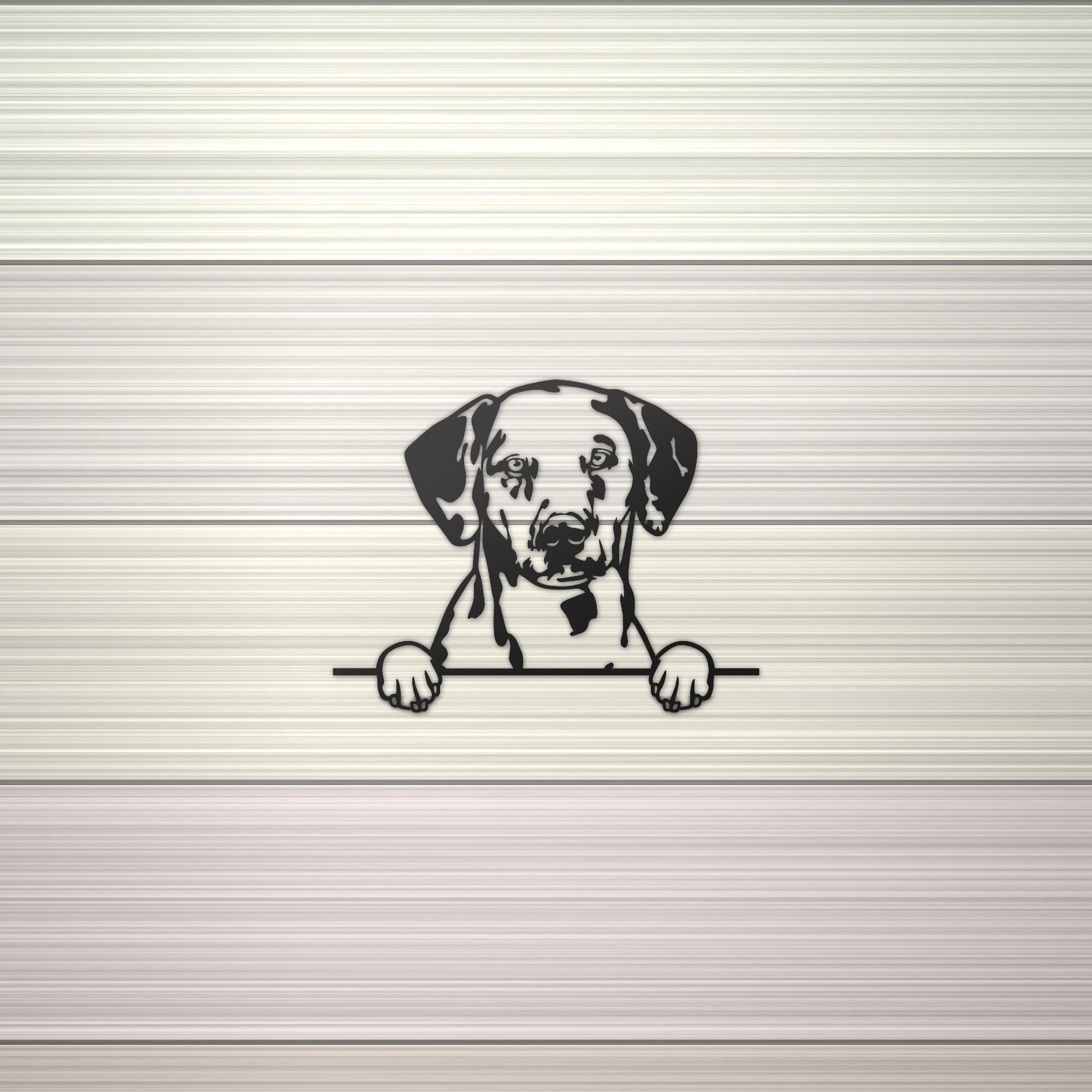 Dalmatian Dog Lover Gift Metal Dog Sign — shown on a rustic wall