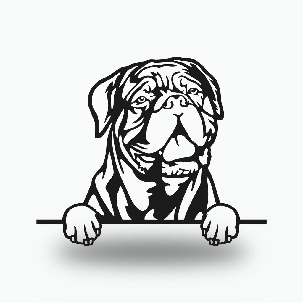Dogue de Bordeaux Dog Lover Gift Metal Dog Sign — front view on white background