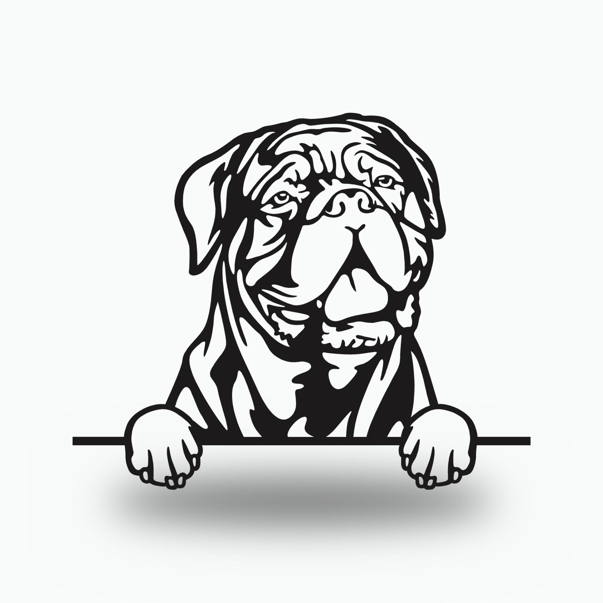 Dogue de Bordeaux Dog Lover Gift Metal Dog Sign — front view on white background