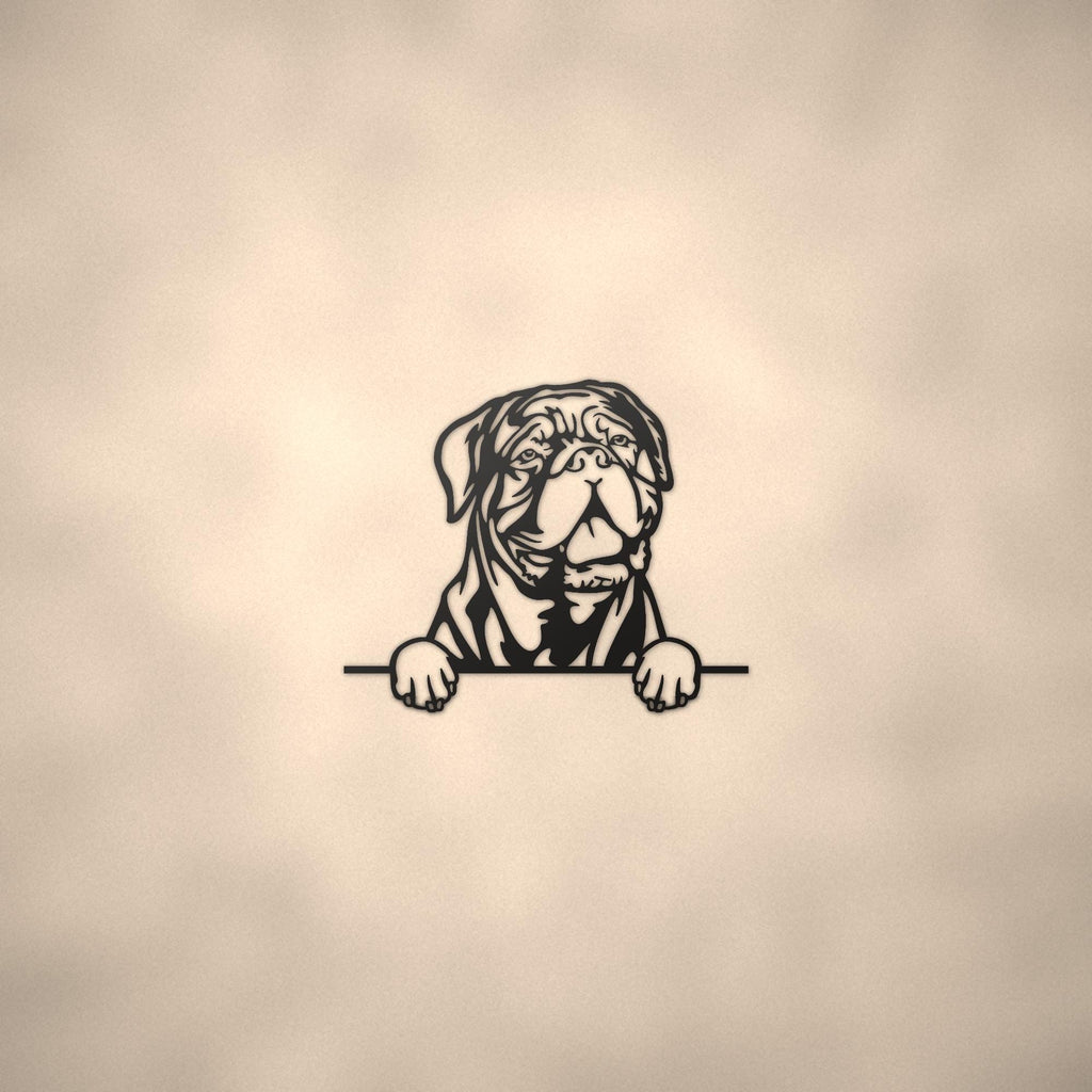 Dogue de Bordeaux Dog Lover Gift Metal Dog Sign — lifestyle setting