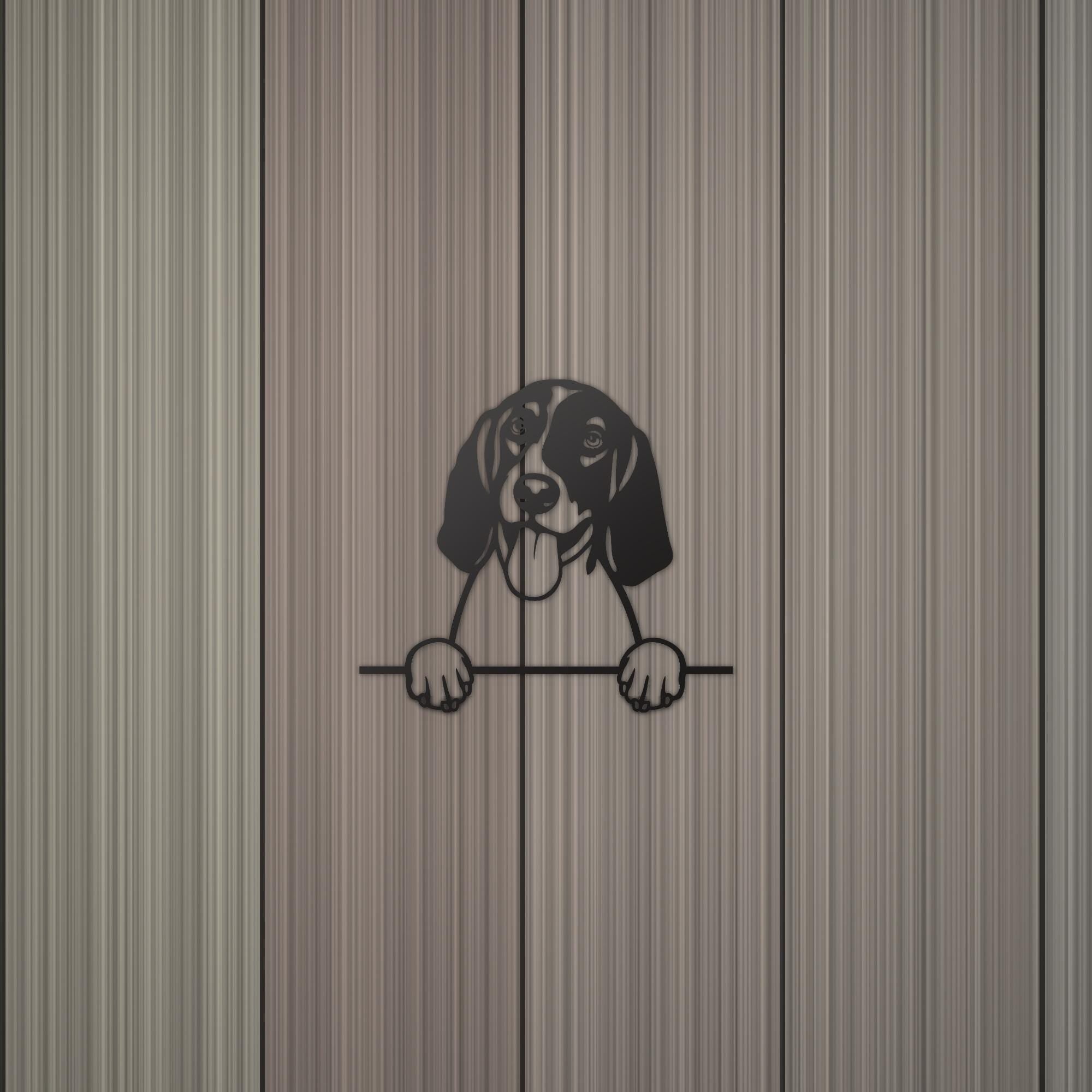 English Foxhound Dog Lover Gift Metal Dog Sign — detail view