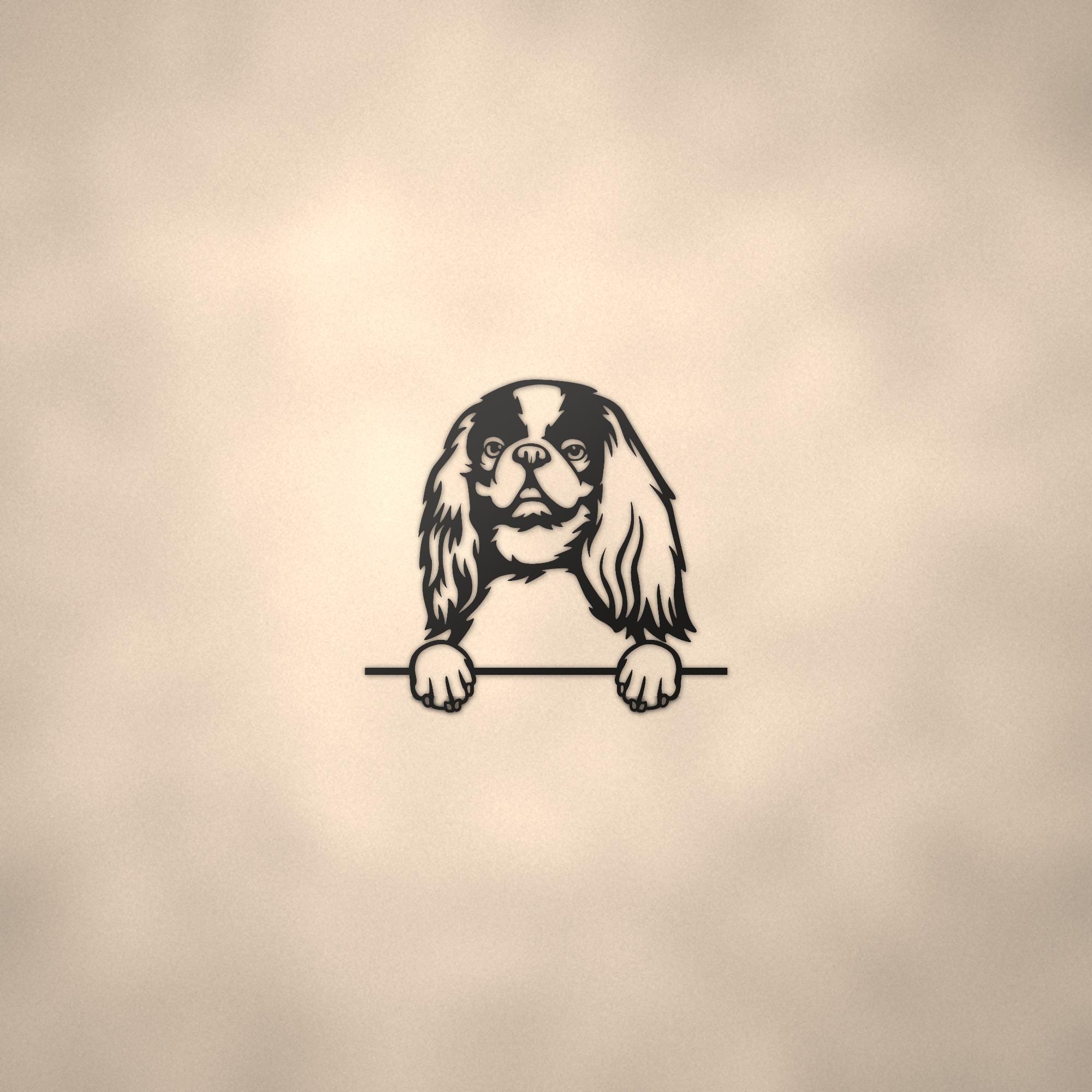 English Toy Spaniel Dog Lover Gift Metal Dog Sign — lifestyle setting