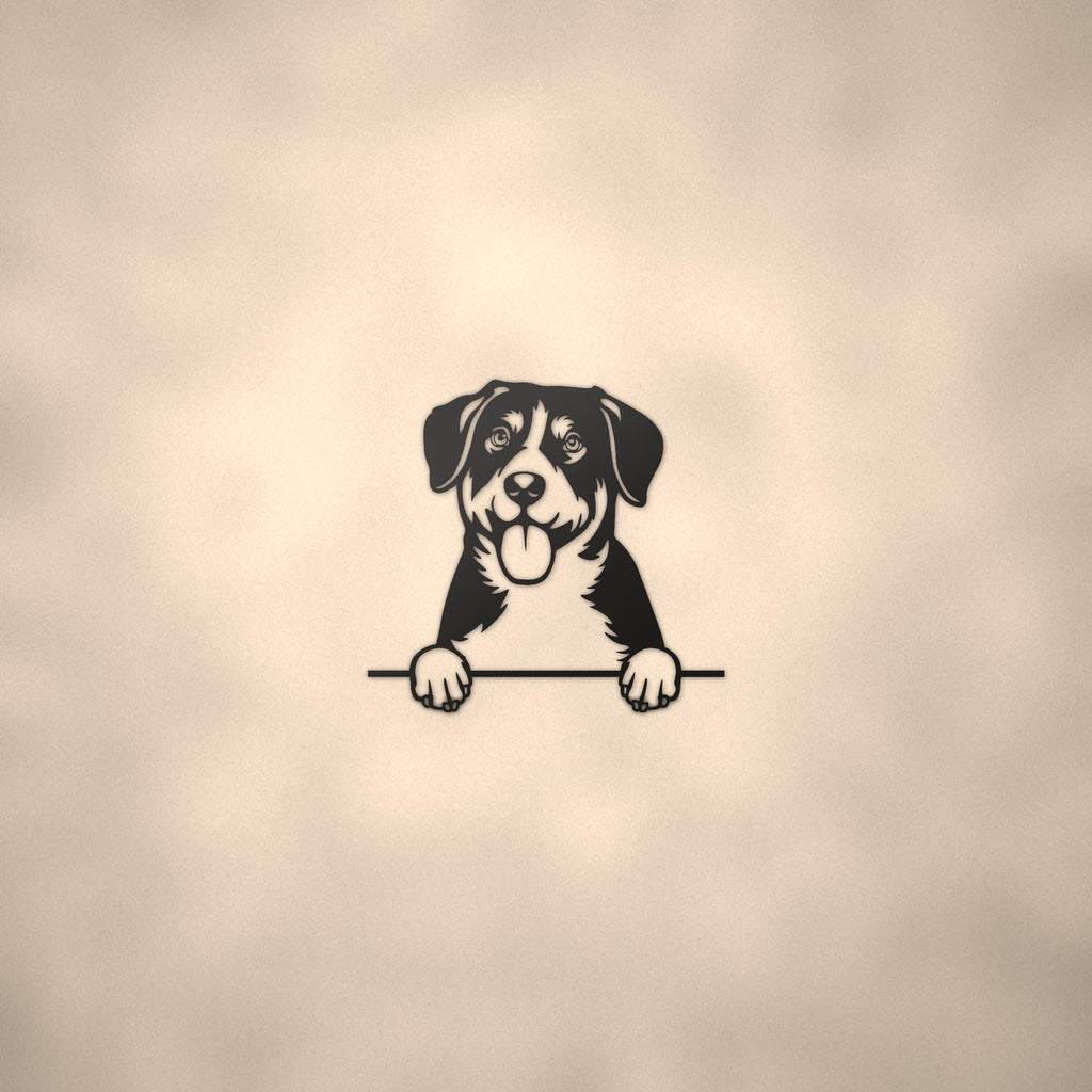 Entlebucher Mountain Dog Lover Gift Metal Dog Sign — lifestyle setting