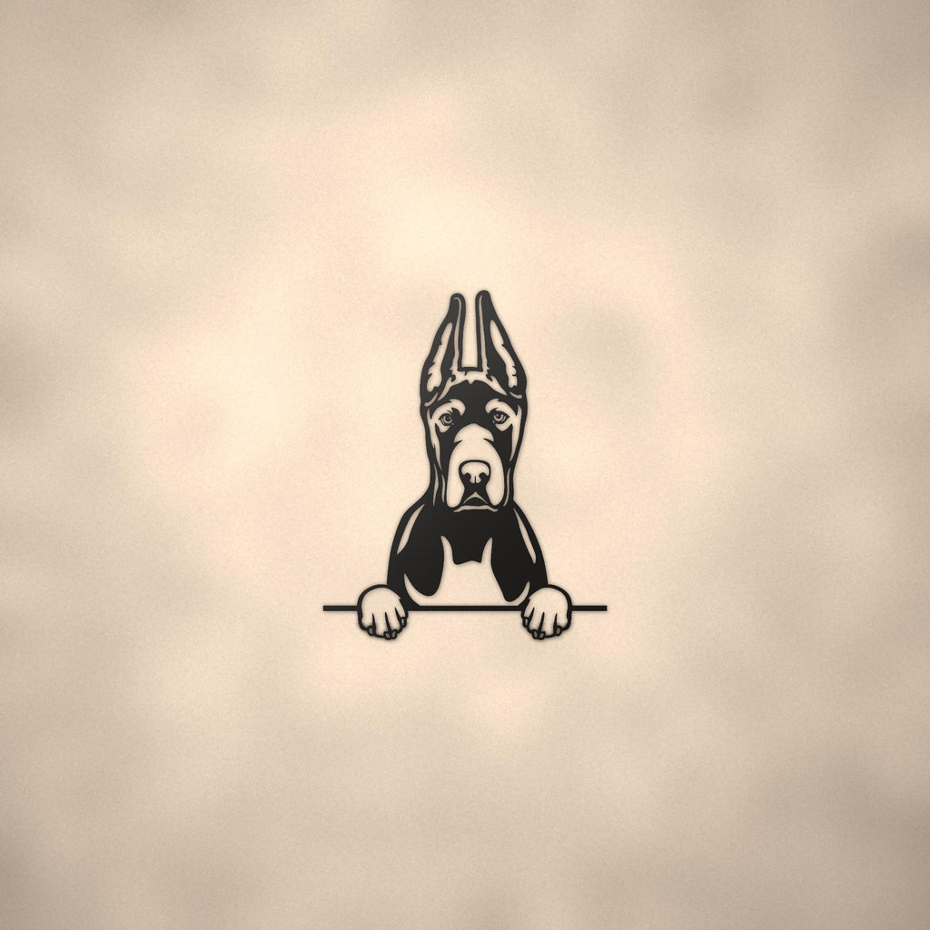 Great Dane Cropped Ears Dog Lover Gift Metal Dog Sign — lifestyle setting