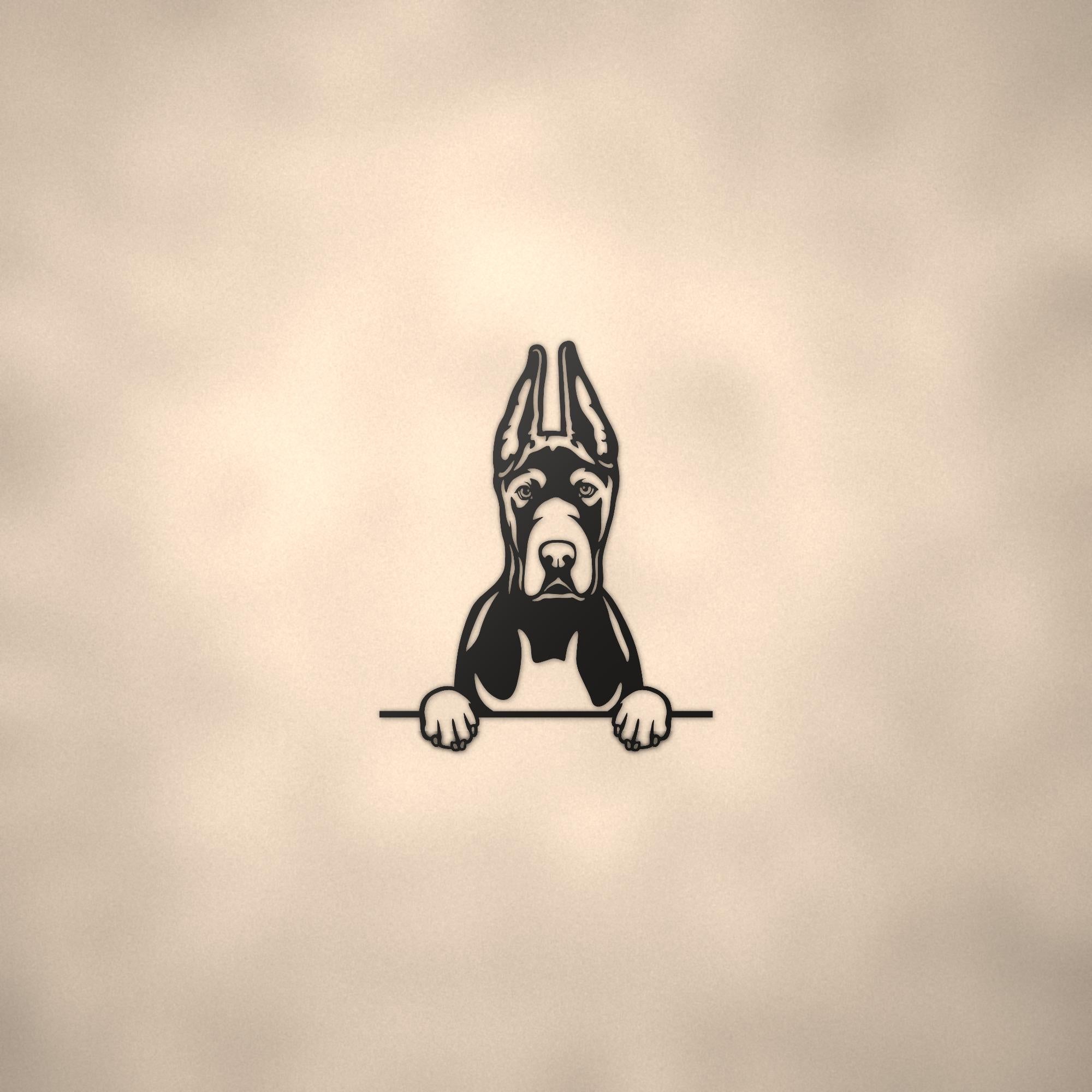 Great Dane Cropped Ears Dog Lover Gift Metal Dog Sign — lifestyle setting