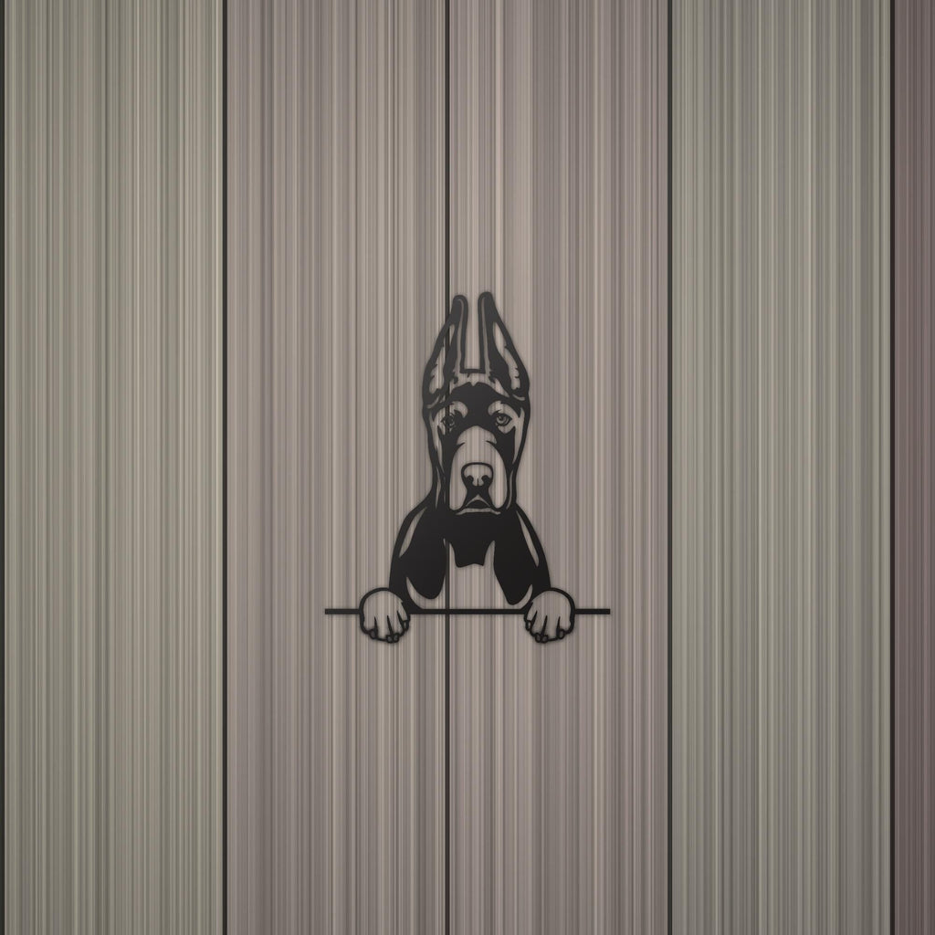 Great Dane Cropped Ears Dog Lover Gift Metal Dog Sign — detail view