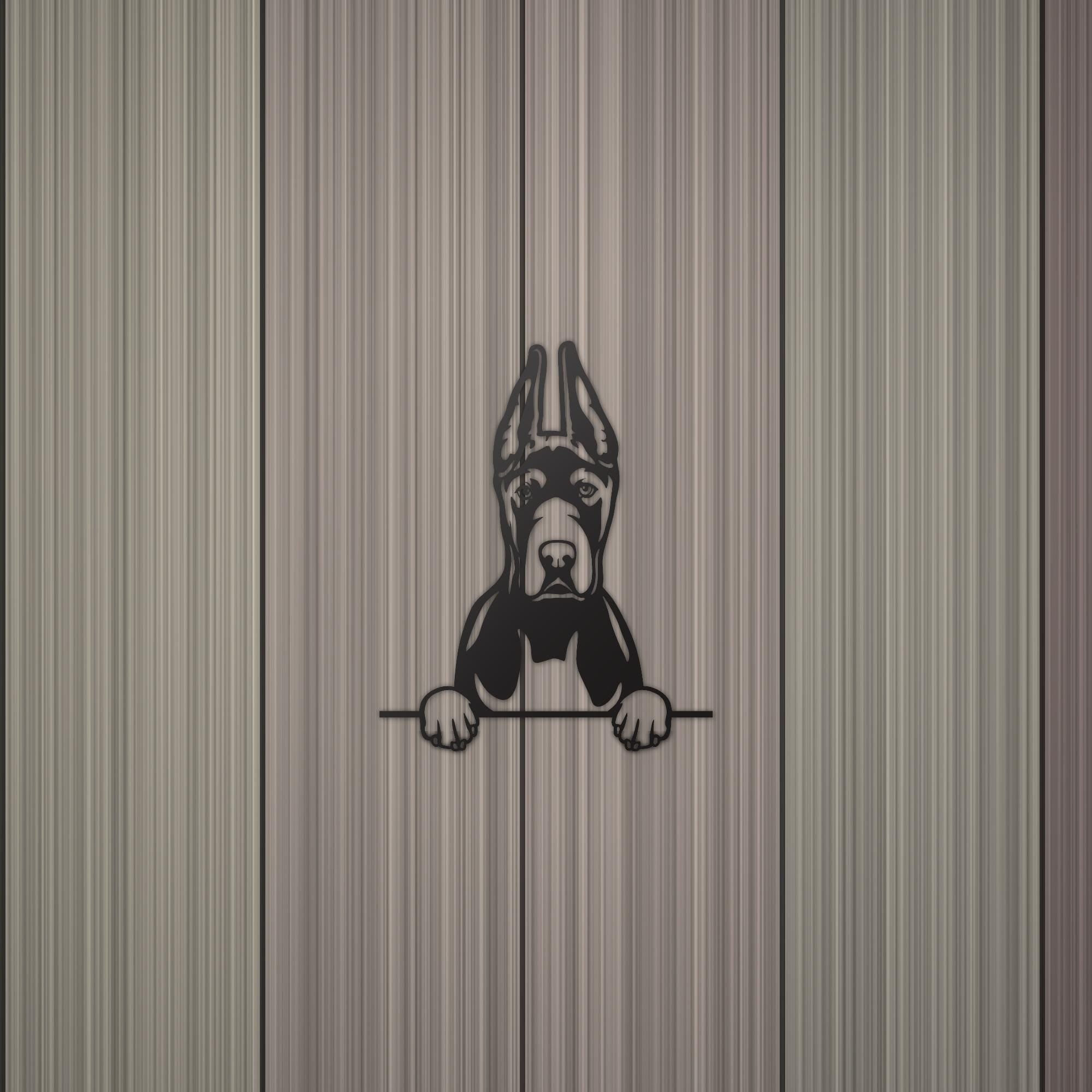 Great Dane Cropped Ears Dog Lover Gift Metal Dog Sign — detail view
