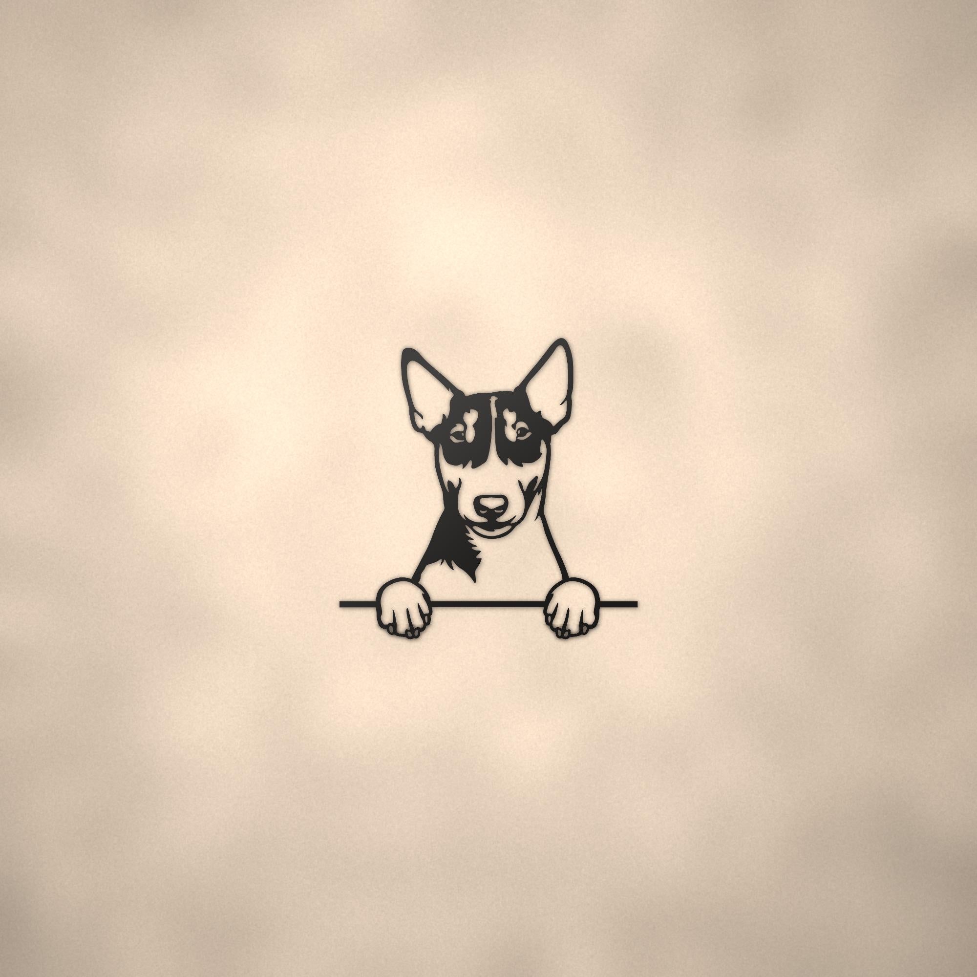 Miniature Bull Terrier Dog Lover Gift Metal Dog Sign — lifestyle setting
