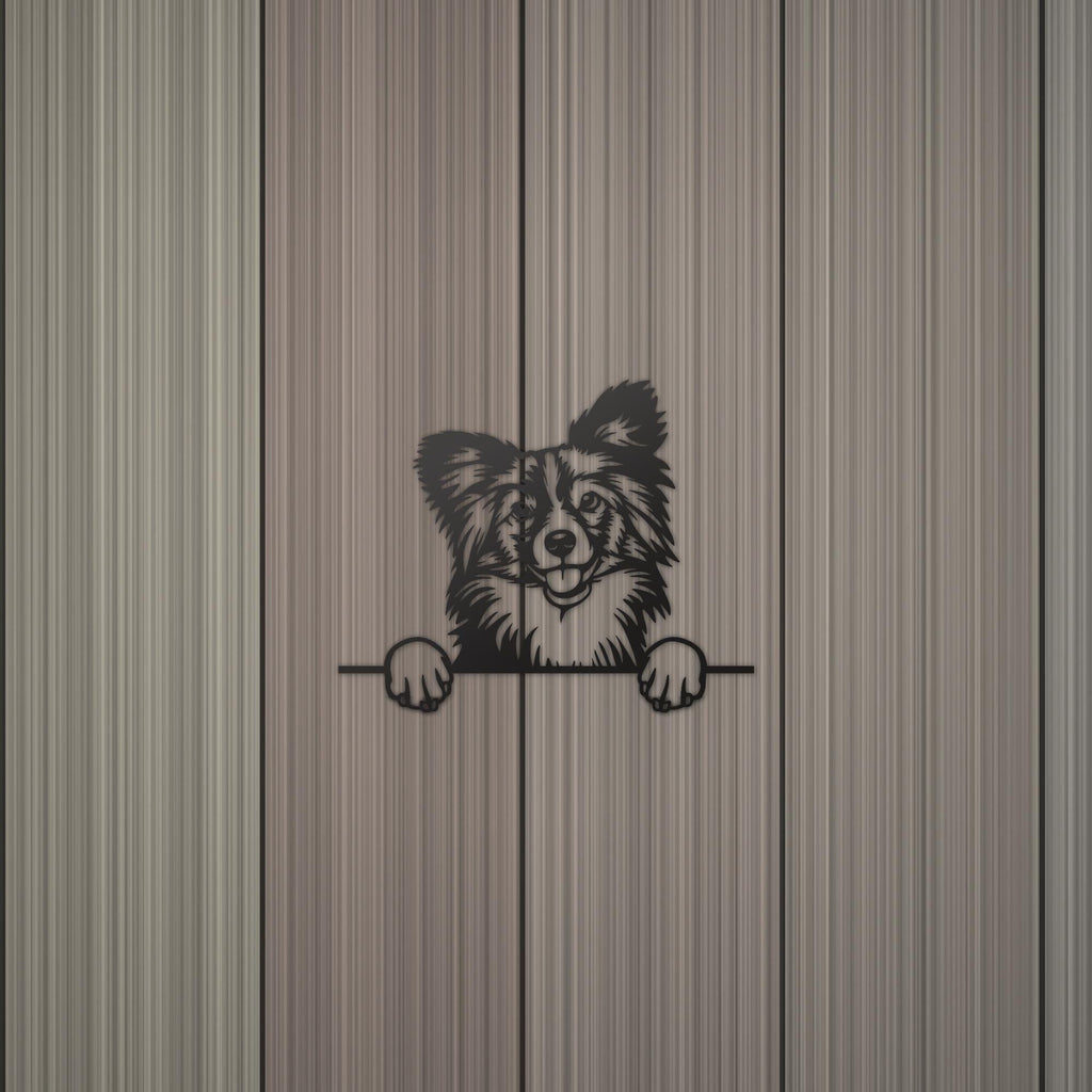 Papillon Dog Lover Gift Metal Dog Sign — detail view