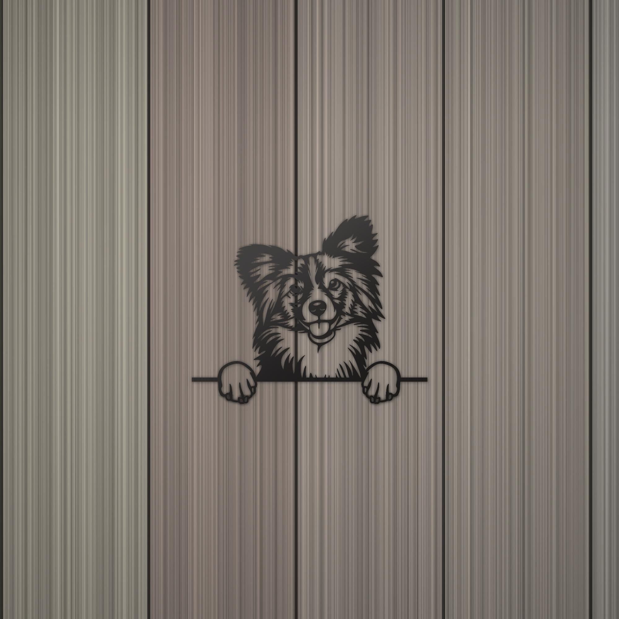 Papillon Dog Lover Gift Metal Dog Sign — detail view