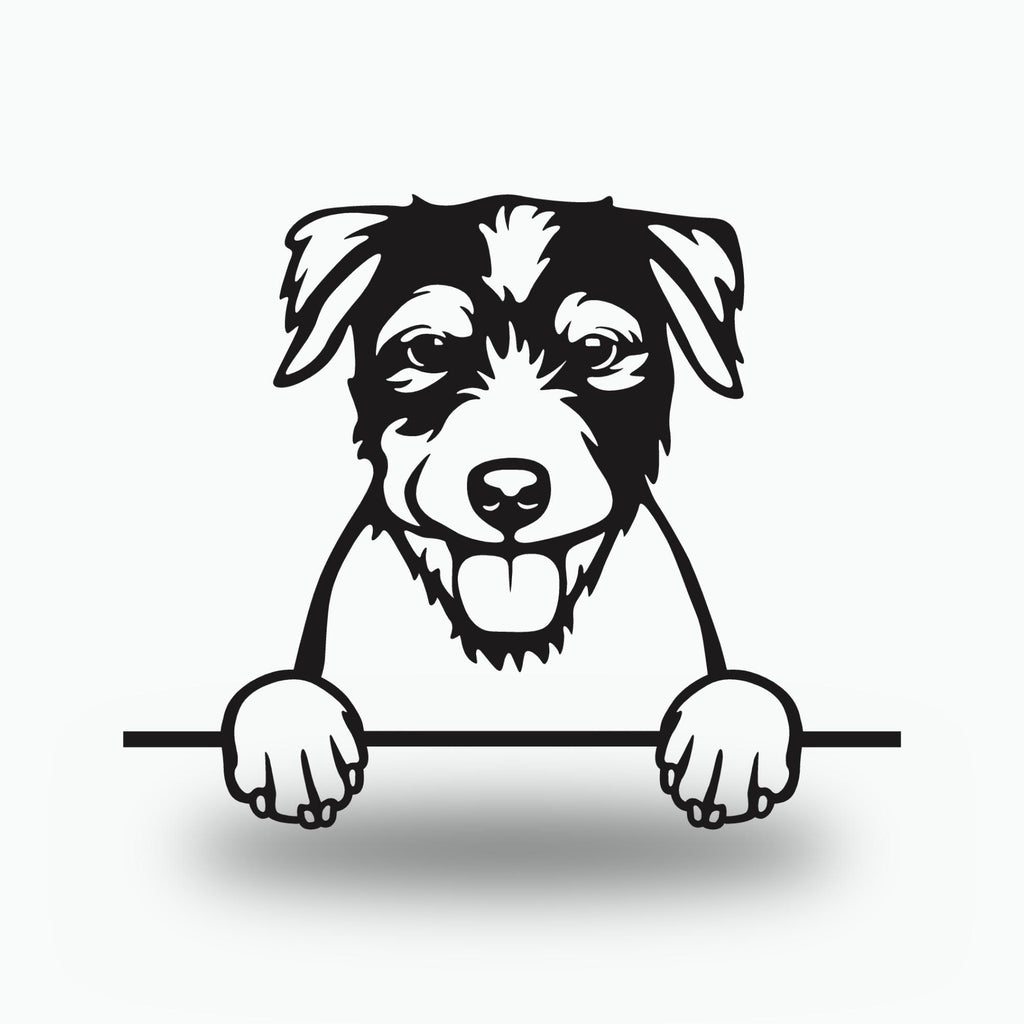 Parson Russell Terrier Dog Lover Gift Metal Dog Sign — front view on white background