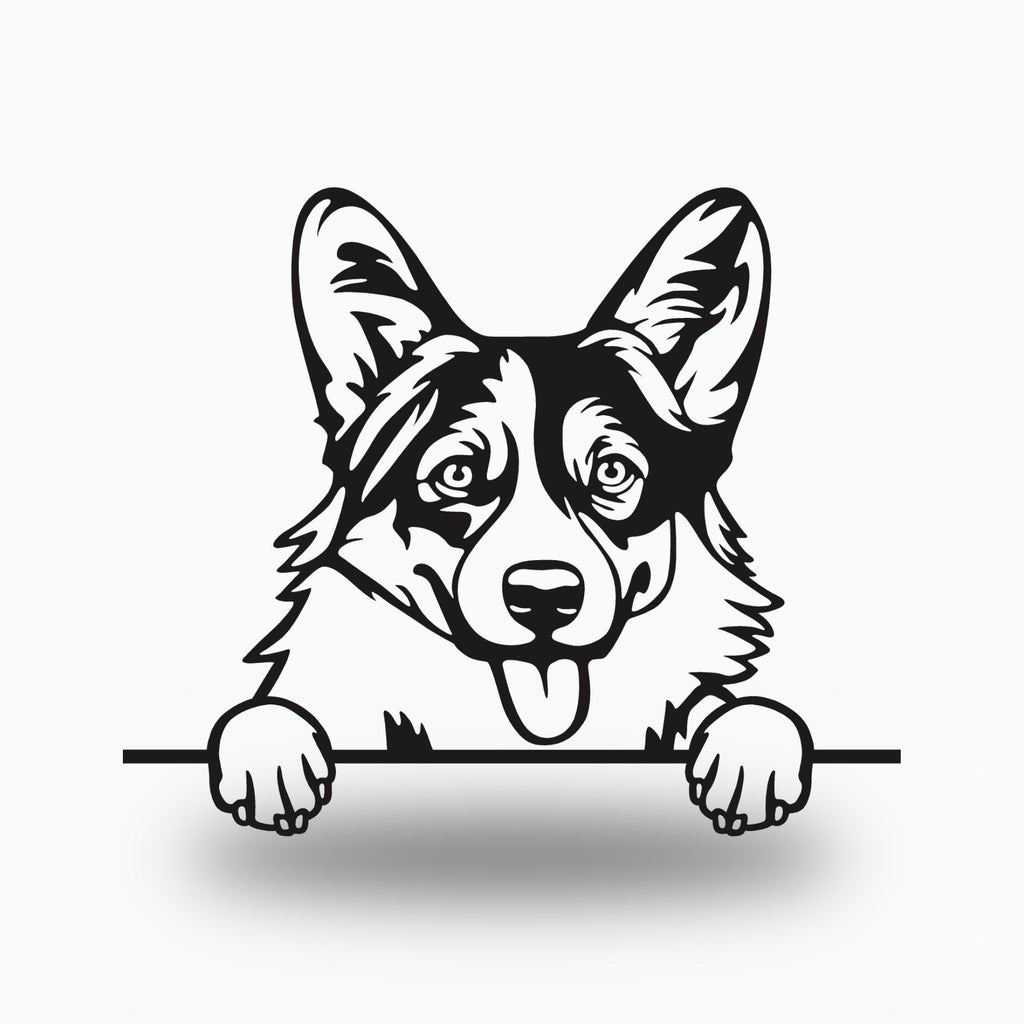 Pembroke Welsh Corgi Dog Lover Gift Metal Dog Sign — front view on white background