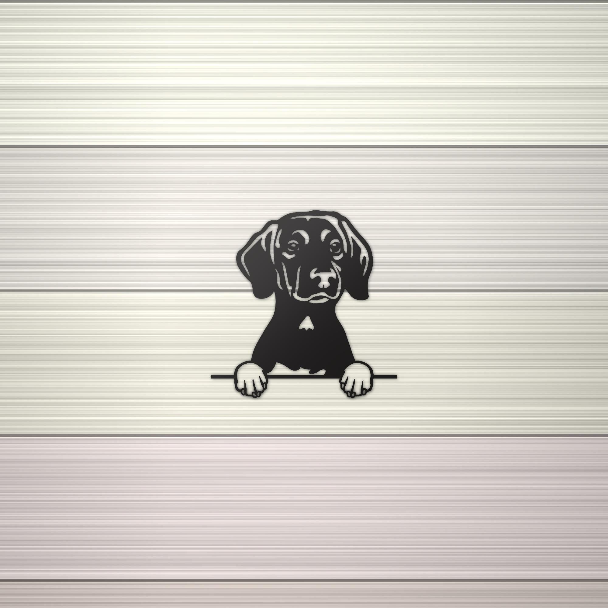 Plott Hound Dog Lover Gift Metal Dog Sign — shown on a rustic wall