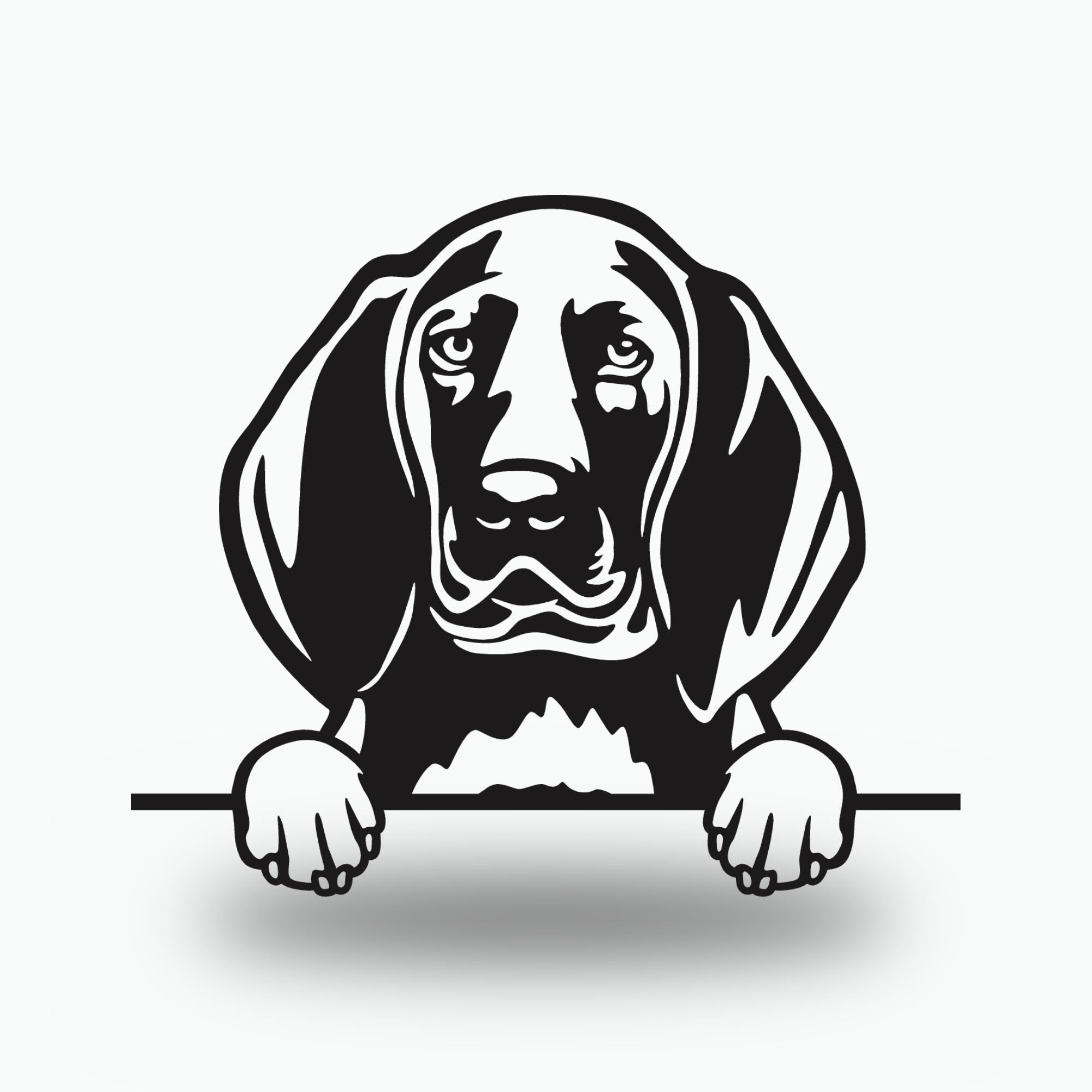 Redbone Coonhound Dog Lover Gift Metal Dog Sign — front view on white background