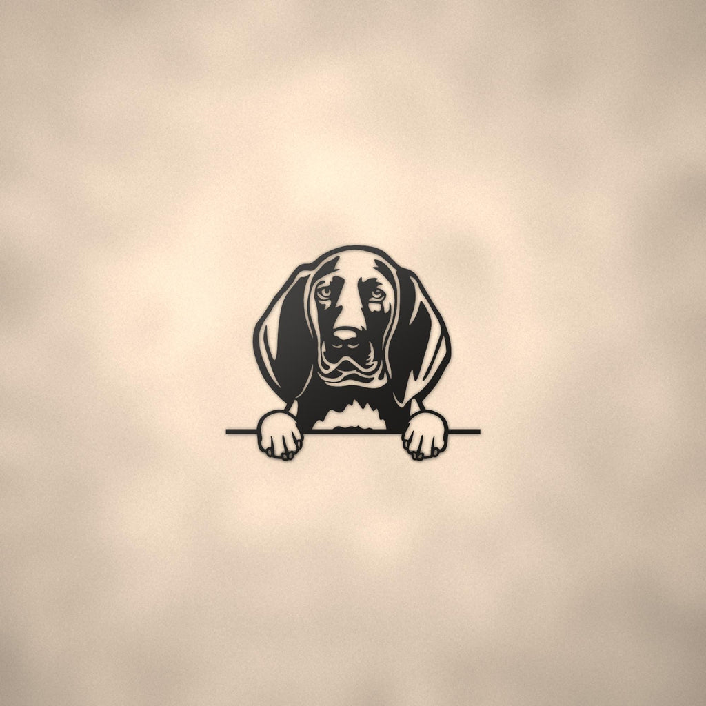 Redbone Coonhound Dog Lover Gift Metal Dog Sign — lifestyle setting