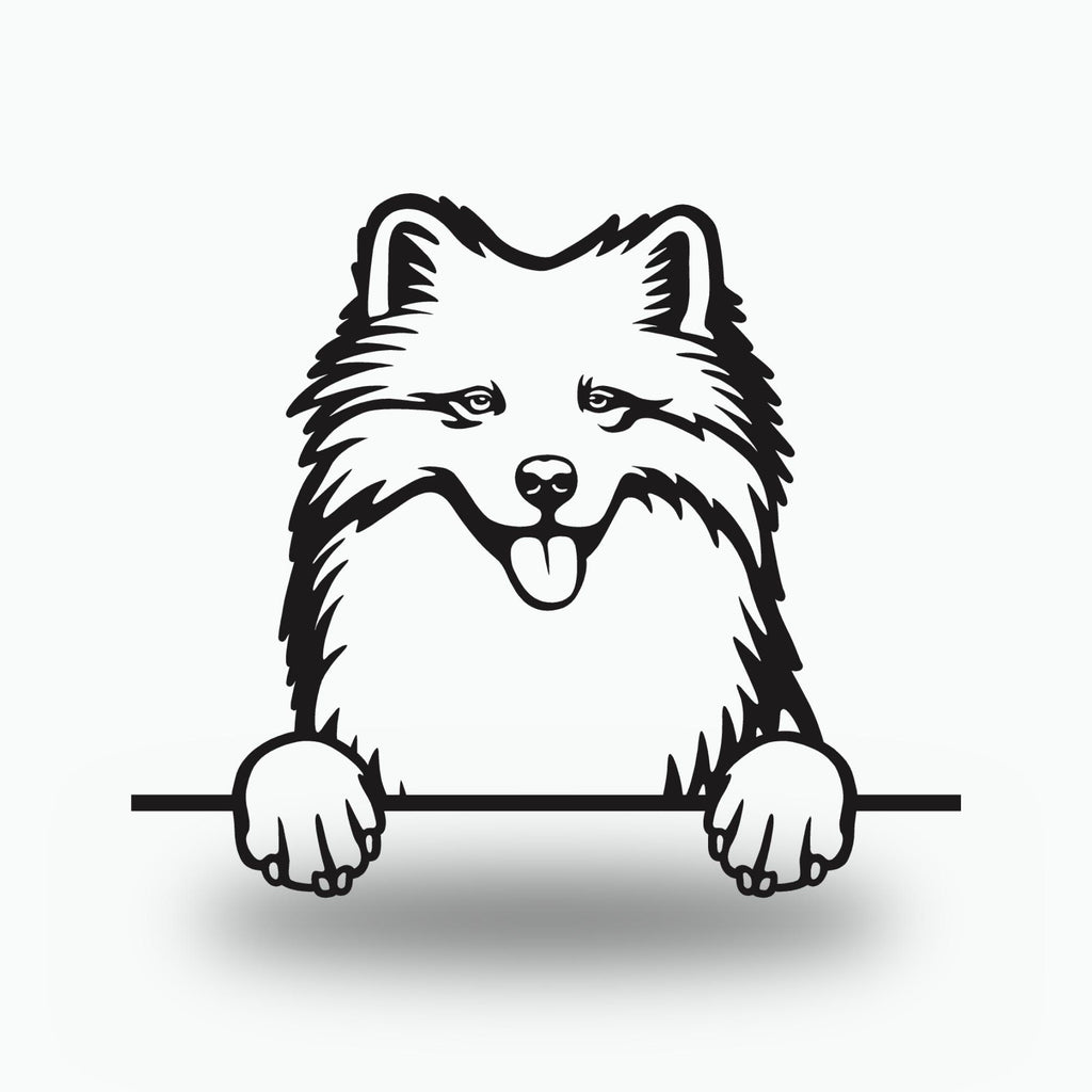 Samoyed Dog Lover Gift Metal Dog Sign — front view on white background