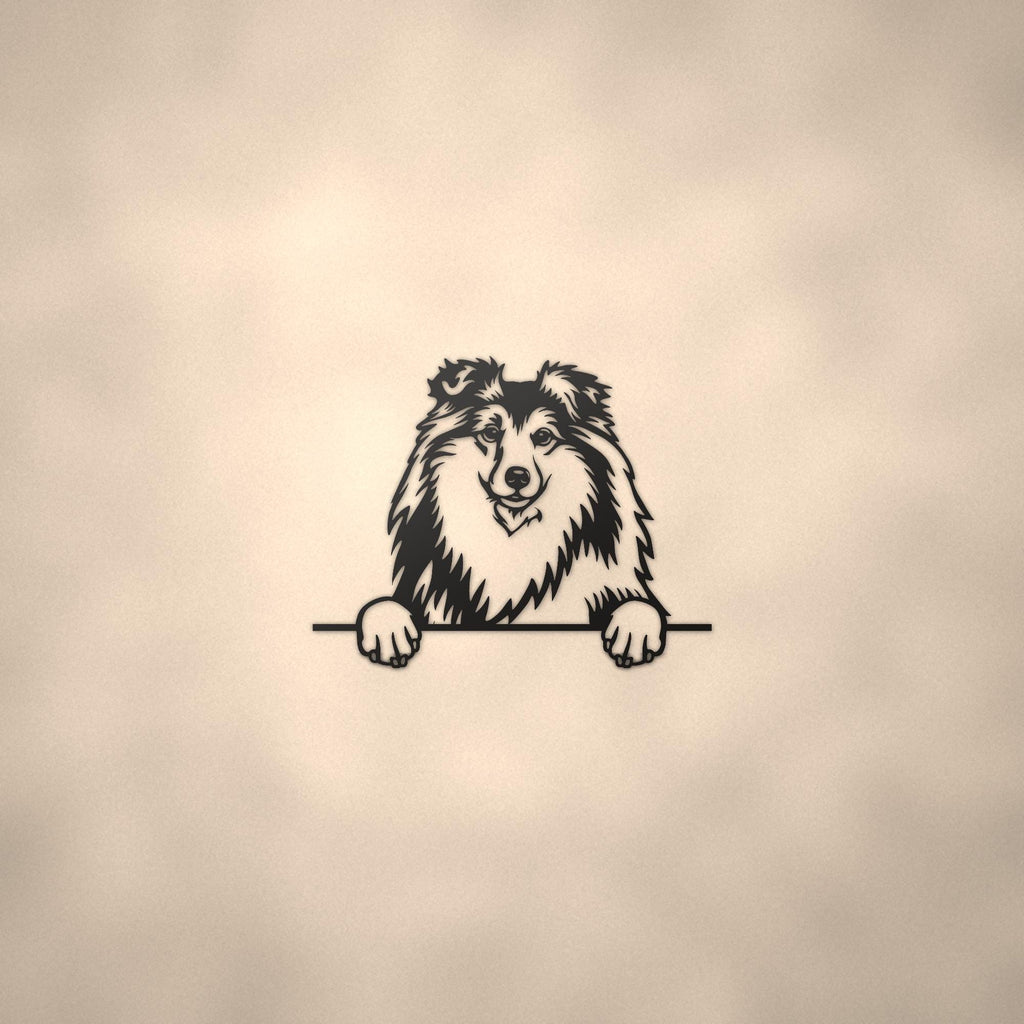 Shetland Sheepdog Dog Lover Gift Metal Dog Sign — lifestyle setting