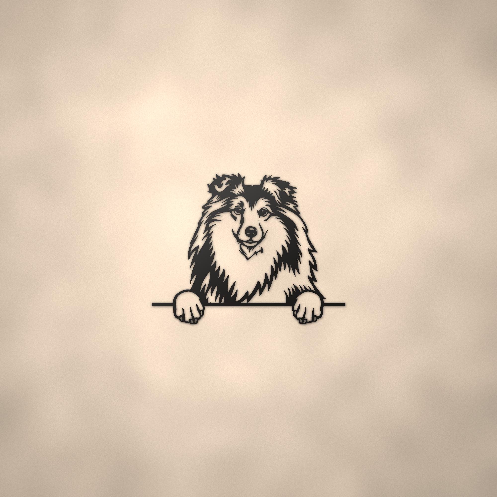 Shetland Sheepdog Dog Lover Gift Metal Dog Sign — lifestyle setting