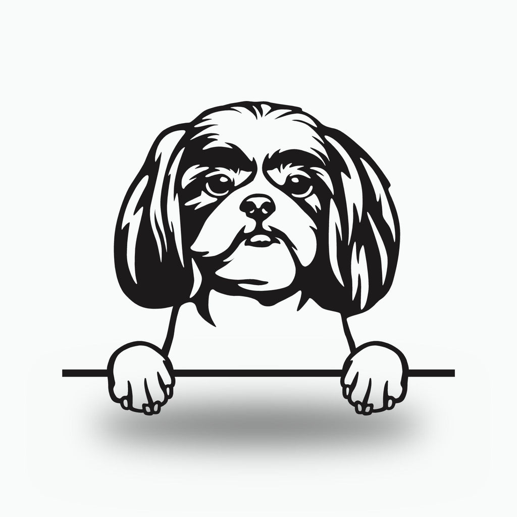 Shih Tzu Dog Lover Gift Metal Dog Sign — front view on white background