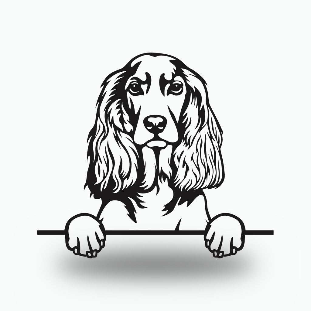 English Cocker Spaniel Dog Lover Gift Metal Dog Sign — front view on white background