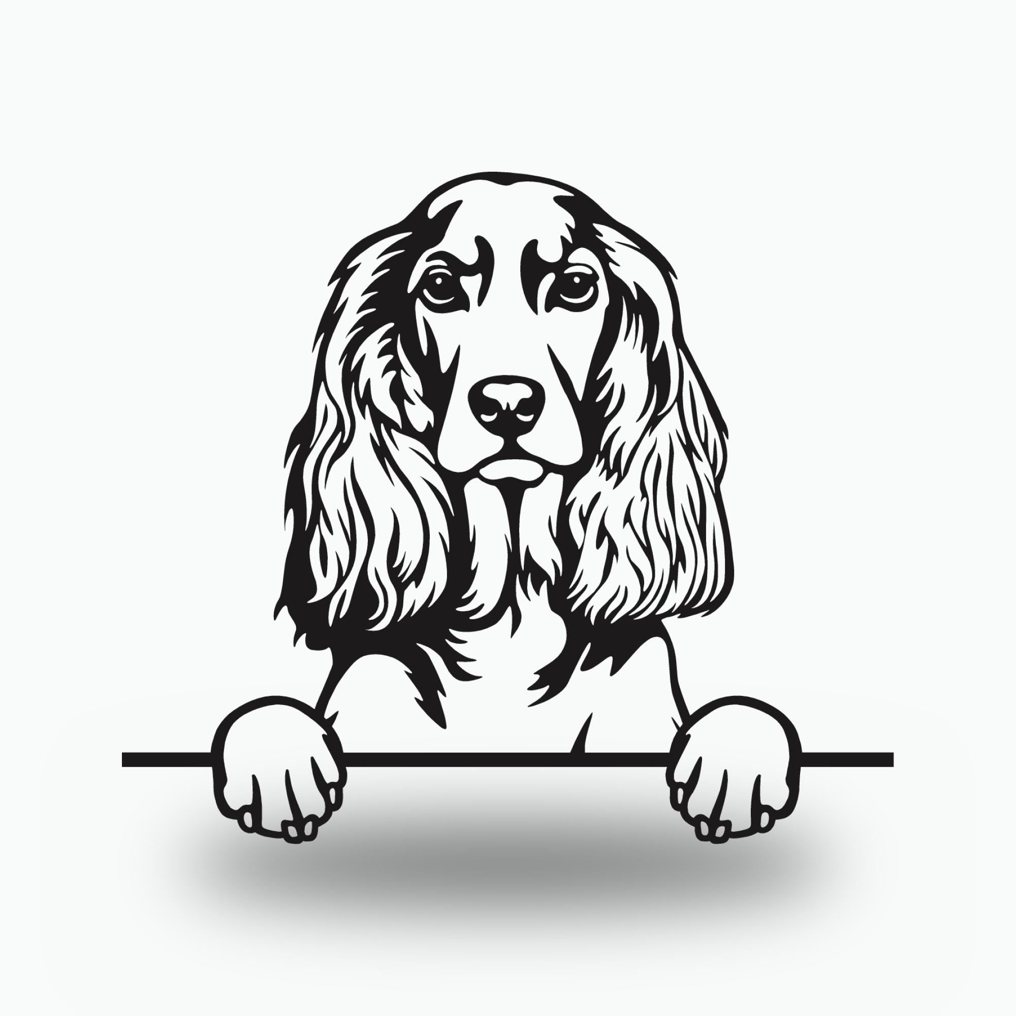 English Cocker Spaniel Dog Lover Gift Metal Dog Sign — front view on white background