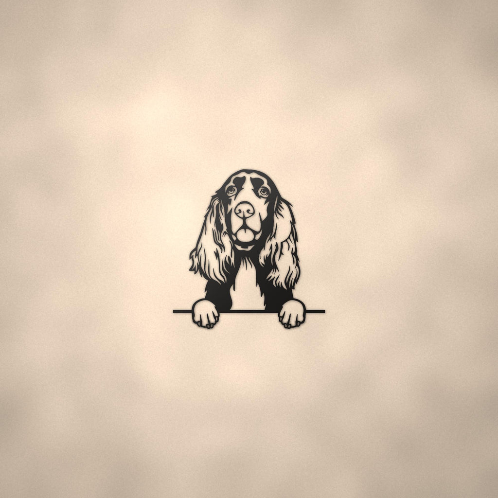 Field Spaniel Dog Lover Gift Metal Dog Sign — lifestyle setting