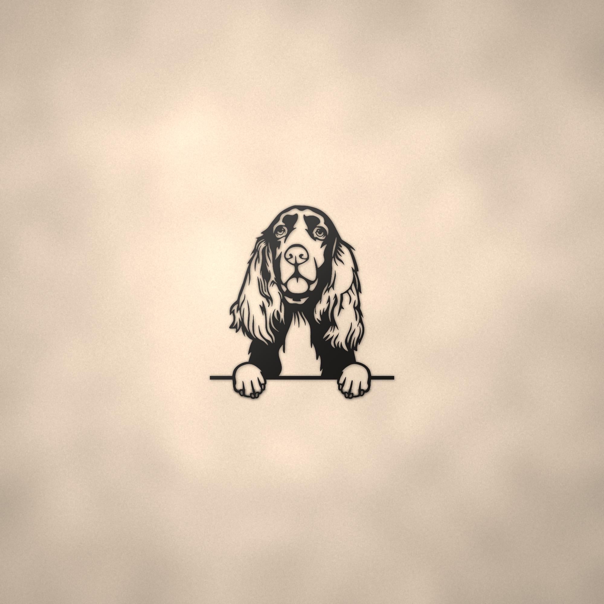 Field Spaniel Dog Lover Gift Metal Dog Sign — lifestyle setting