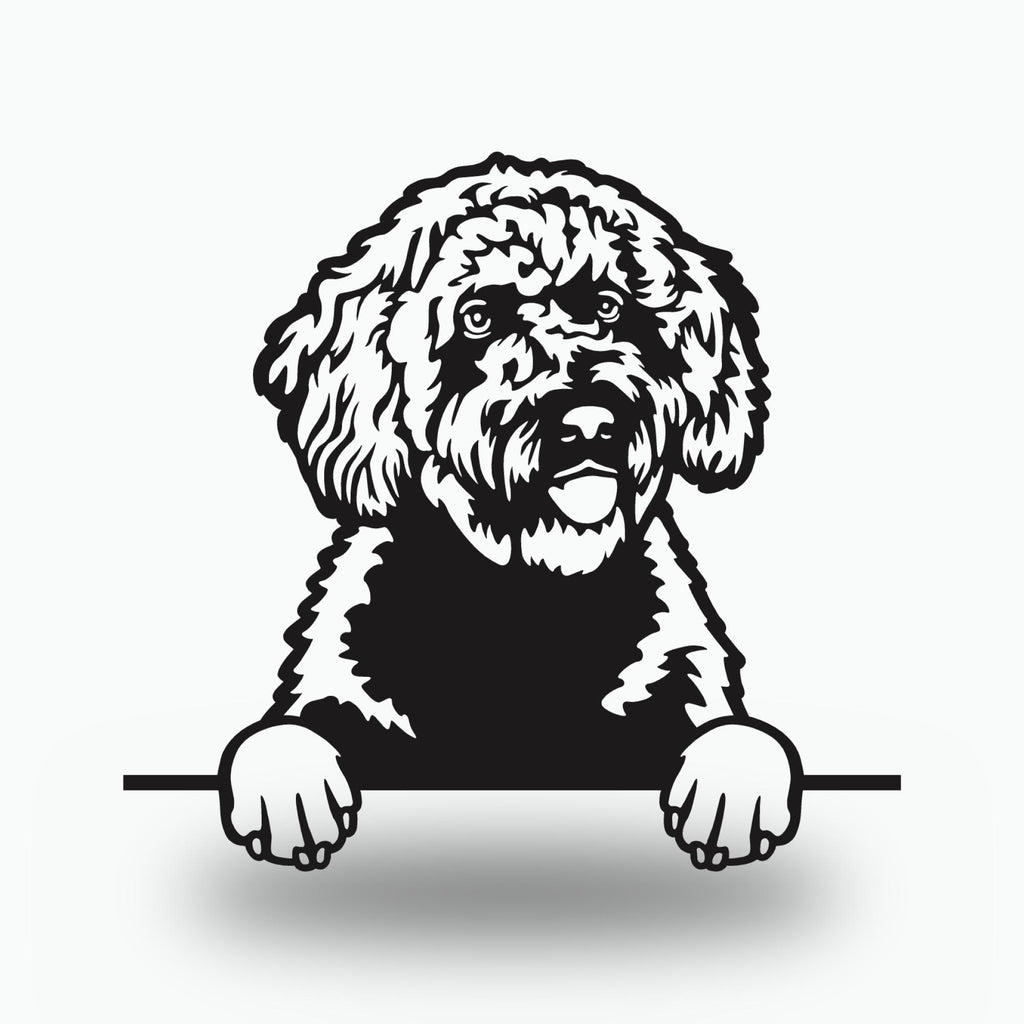 Spanish Water Dog Lover Gift Metal Dog Sign — front view on white background