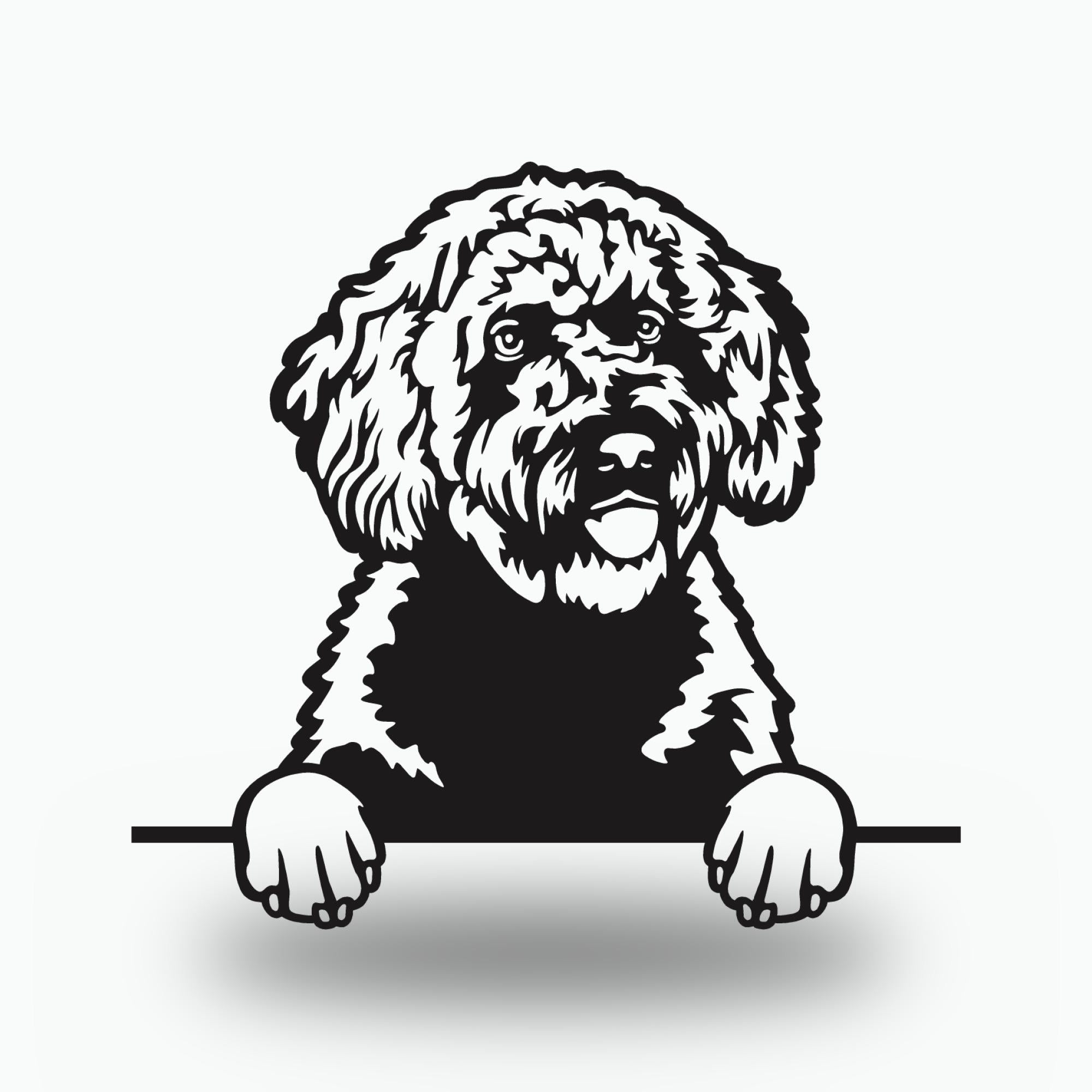 Spanish Water Dog Lover Gift Metal Dog Sign — front view on white background