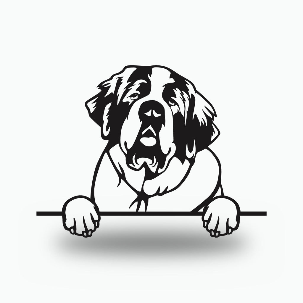 St. Bernard Dog Lover Gift Metal Dog Sign — front view on white background