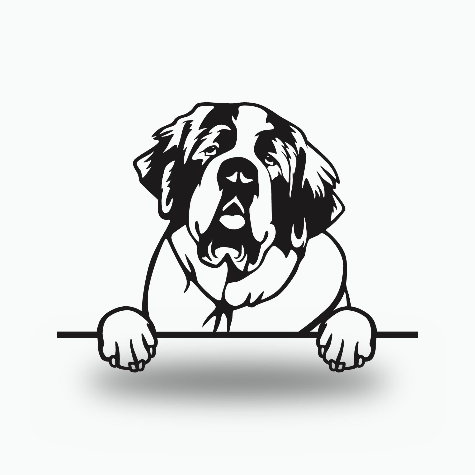 St. Bernard Dog Lover Gift Metal Dog Sign — front view on white background