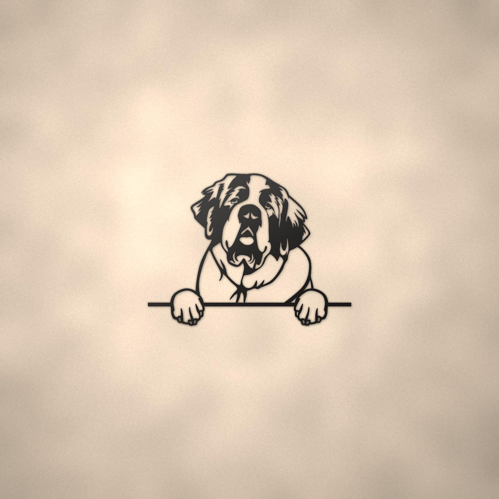 St. Bernard Dog Lover Gift Metal Dog Sign — lifestyle setting