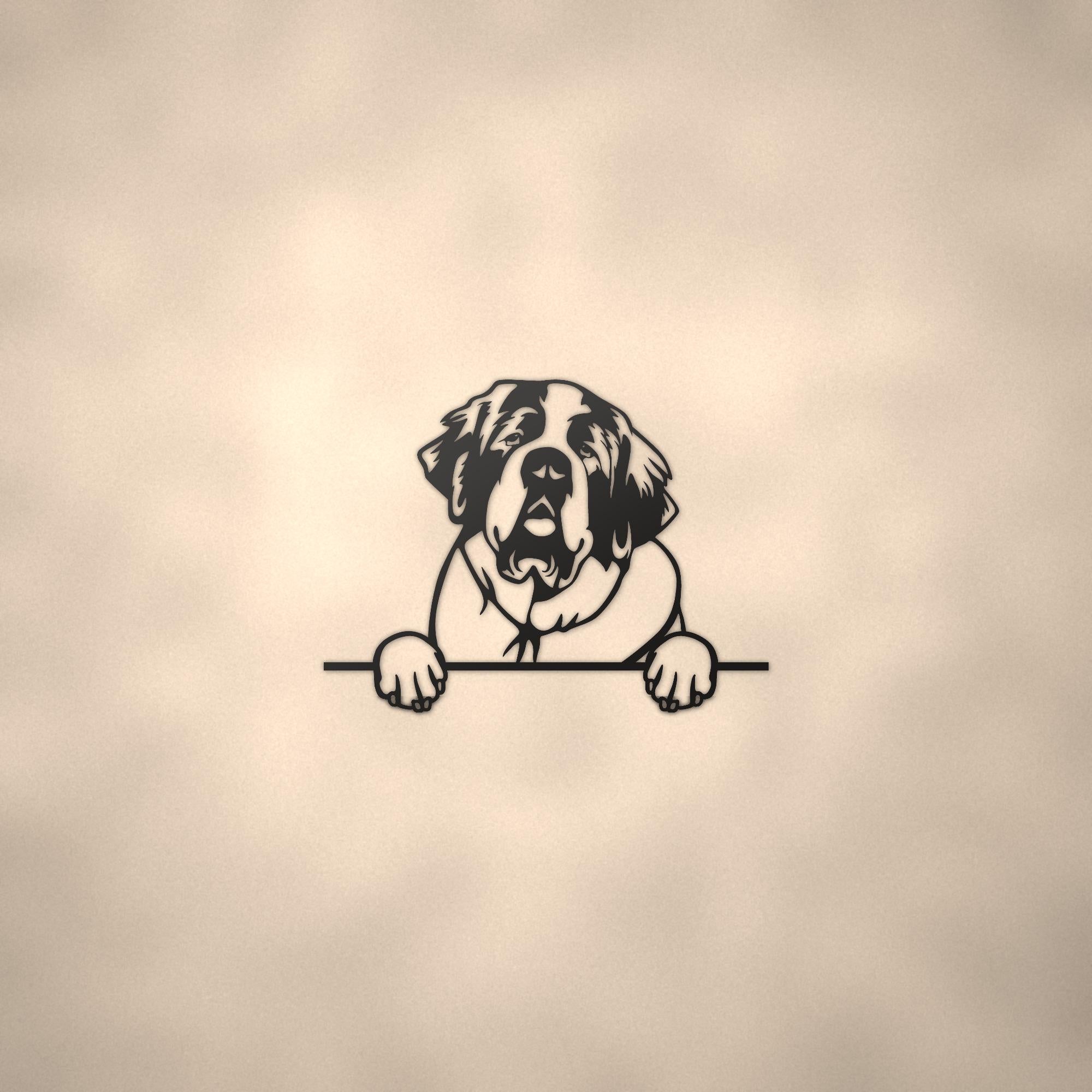 St. Bernard Dog Lover Gift Metal Dog Sign — lifestyle setting