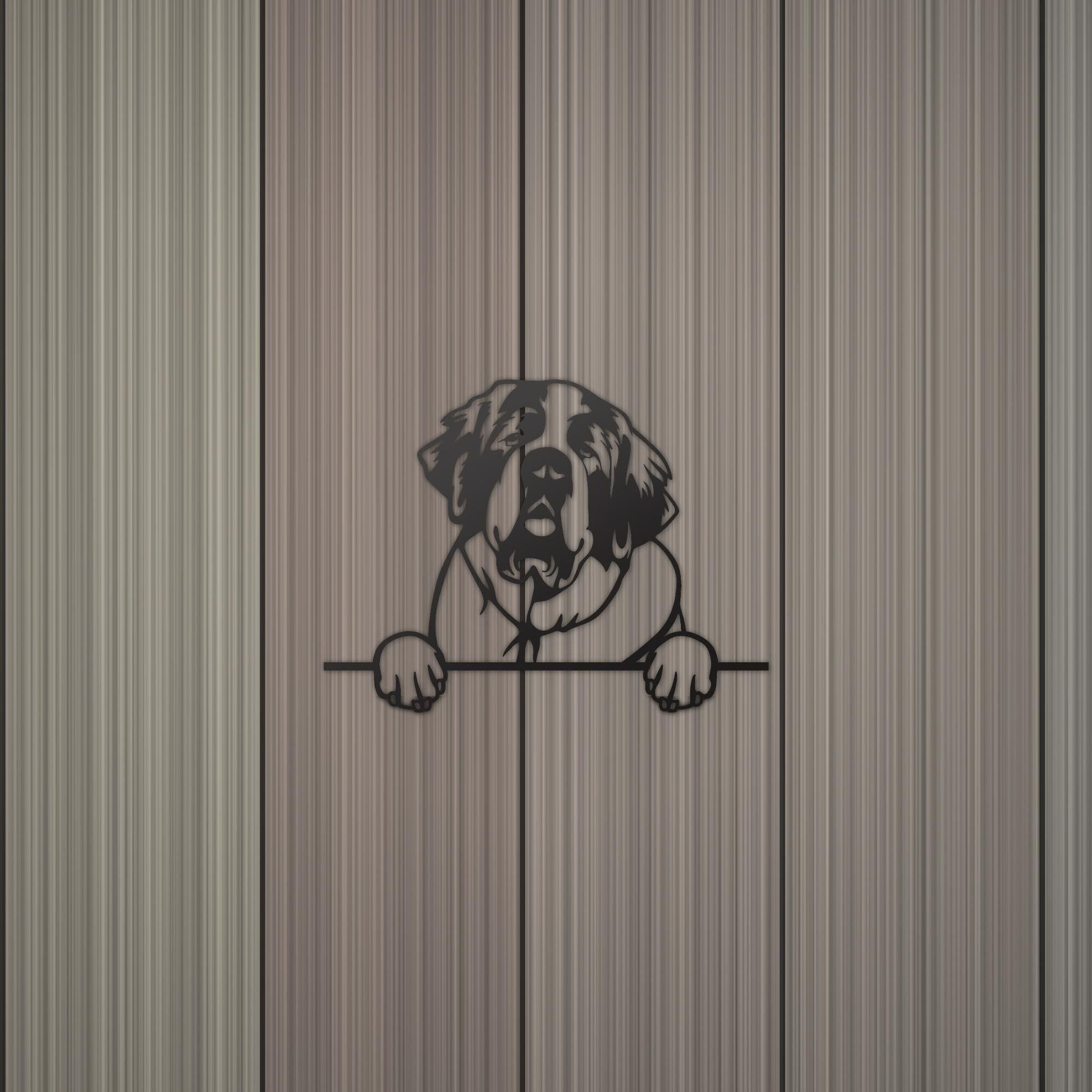 St. Bernard Dog Lover Gift Metal Dog Sign — detail view