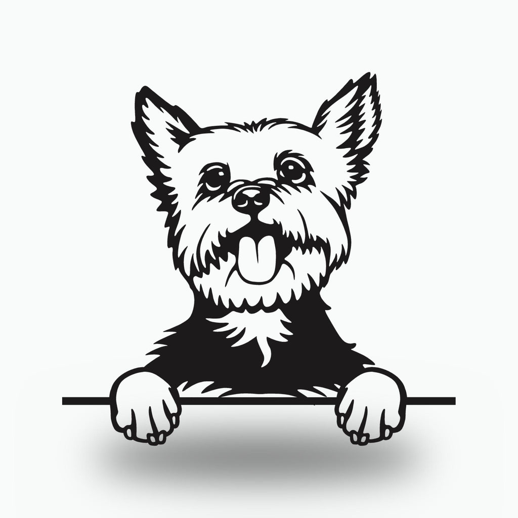 Yorkie Dog Lover Gift Metal Dog Sign — front view on white background