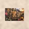 Kittens on the Porch with Lantern aluminum metal sign 12" x 8" - front view on warm wall