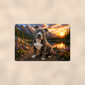 Pit Bull Puppy at the Lake aluminum metal sign 12" x 8" - front view on warm wall