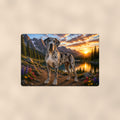 Great Dane Mountain Lake aluminum metal sign 12" x 8" - front view on warm wall