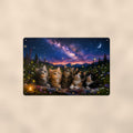 Kittens Under the Stars aluminum metal sign 12" x 8" - front view on warm wall