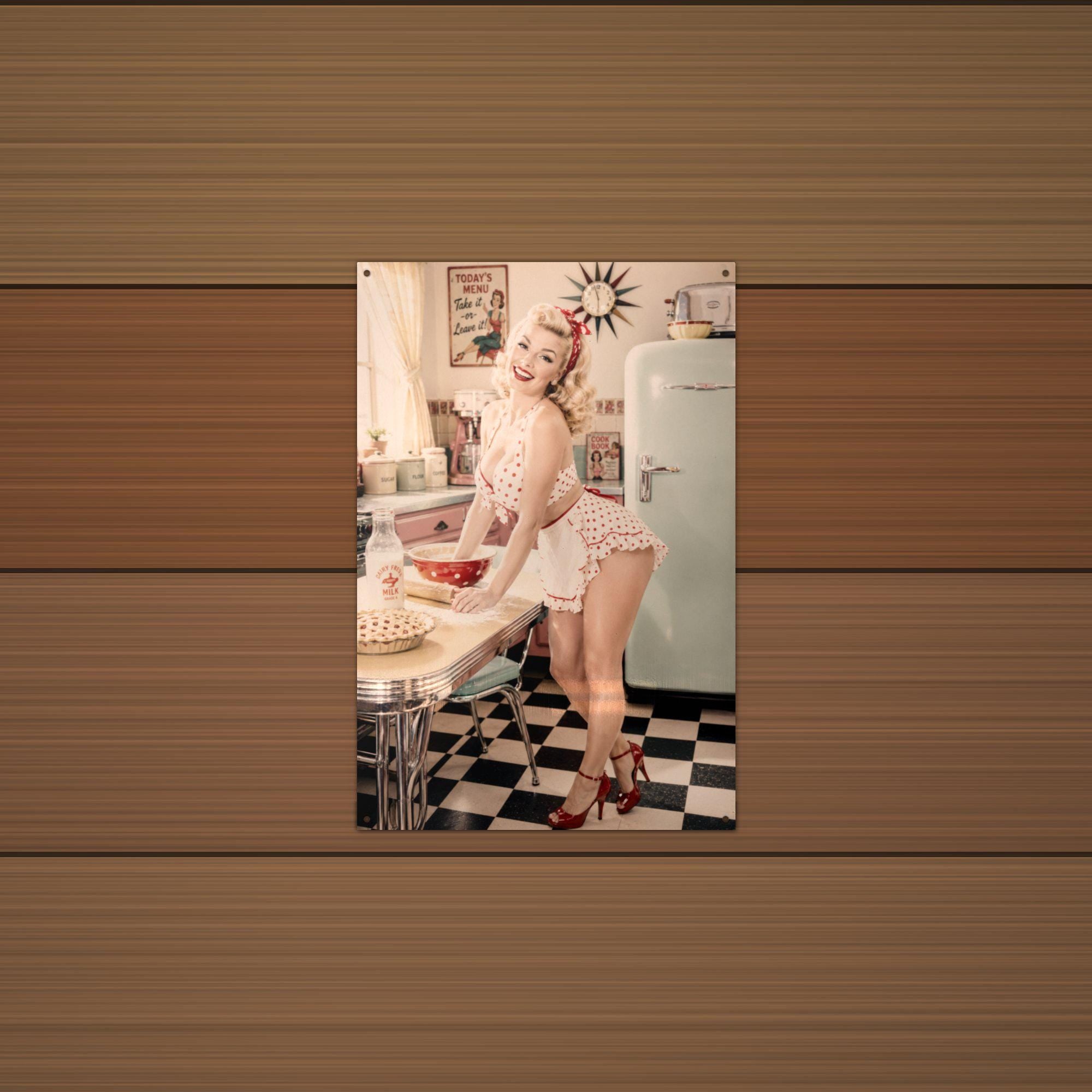 Retro Kitchen Baker Aluminum Sign — alternate angle