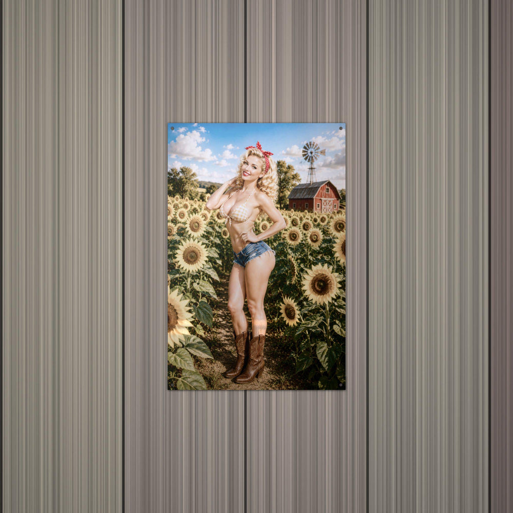 Sunflower Farm Girl Aluminum Sign — alternate angle