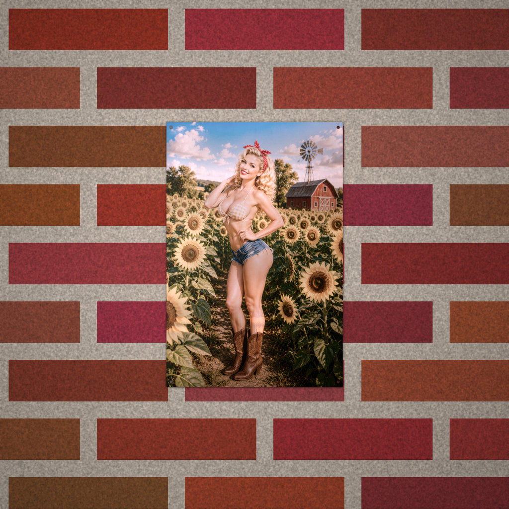 Sunflower Farm Girl Aluminum Sign — alternate angle