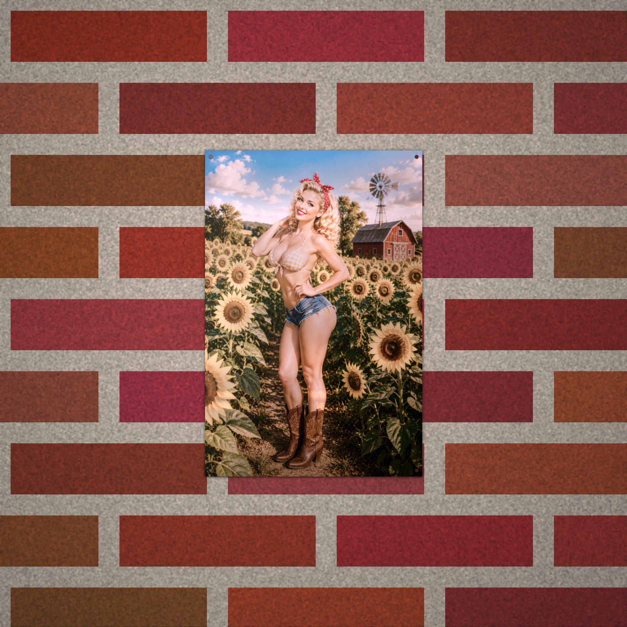 Sunflower Farm Girl Aluminum Sign — alternate angle
