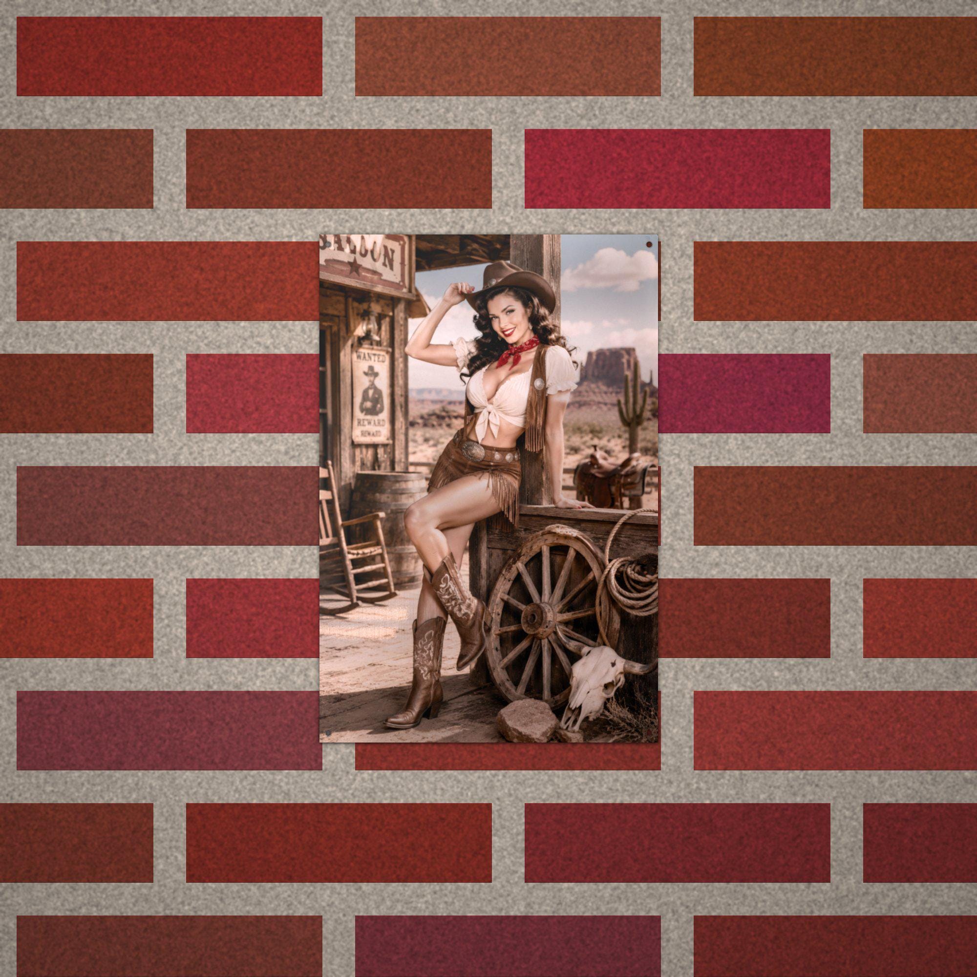 Saloon Cowgirl Aluminum Sign — alternate angle
